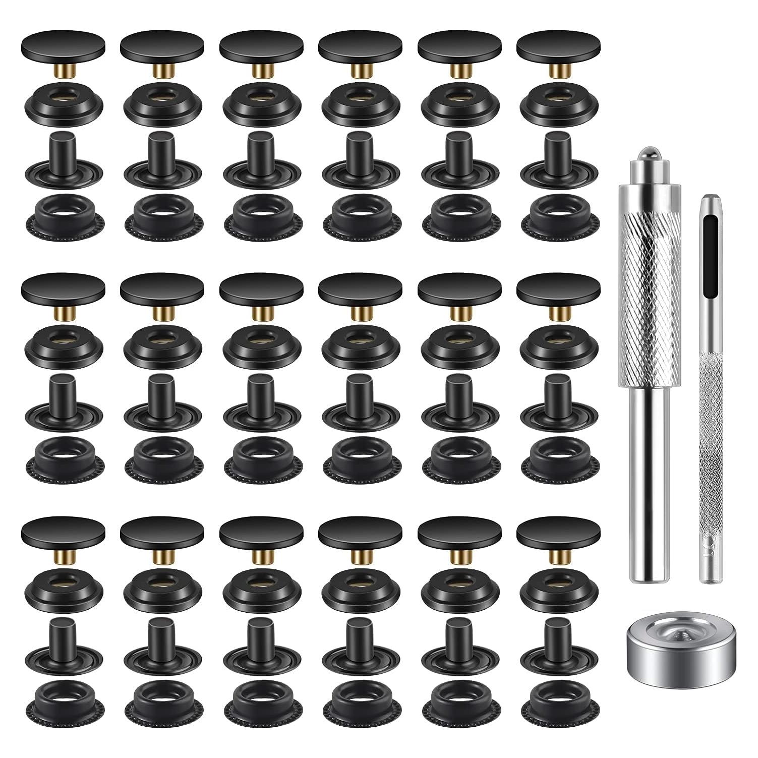 Kit de Broches a Presión Moocci 10 Juegos 15mm Negro