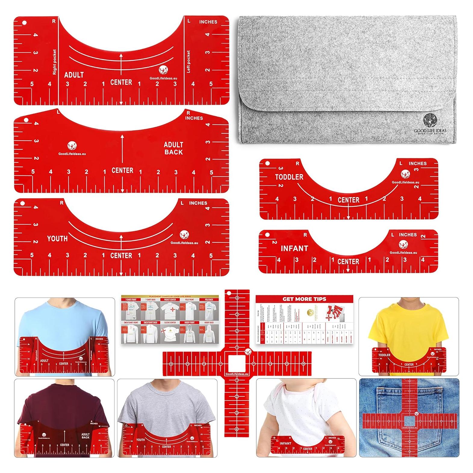 Guía de Regla para Camisetas L.S. Lingua - Alineación Vinilo