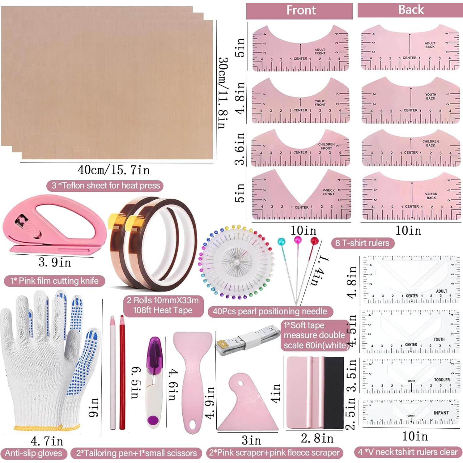 Kit de herramientas para sublimación de camisetas QUKLOGEN 66 piezas
