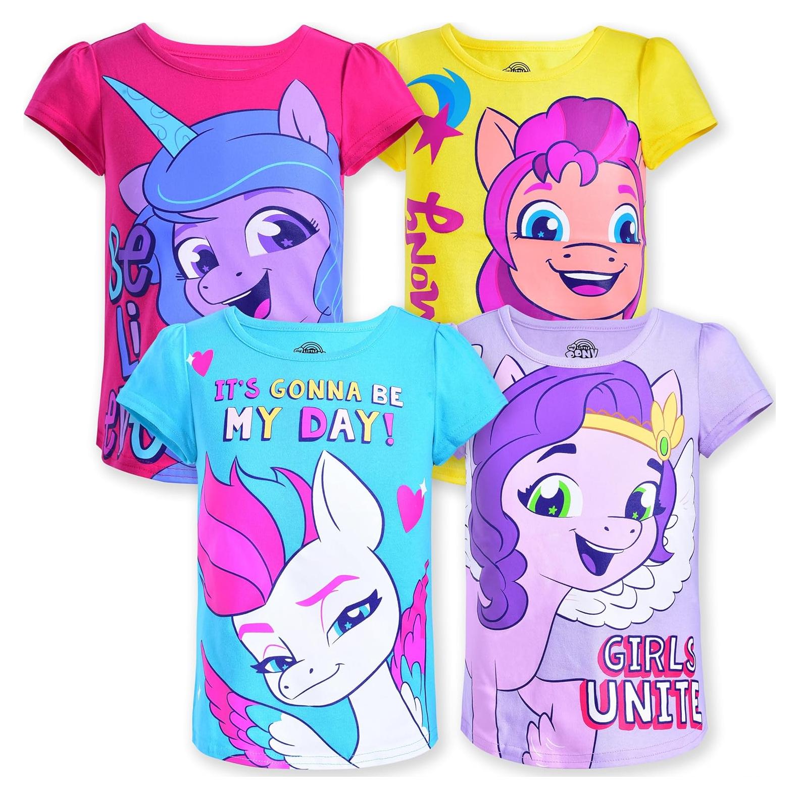My Little Pony Girls 4 Pack Unicorn Short Sleeve T-Shirt for Big Kids