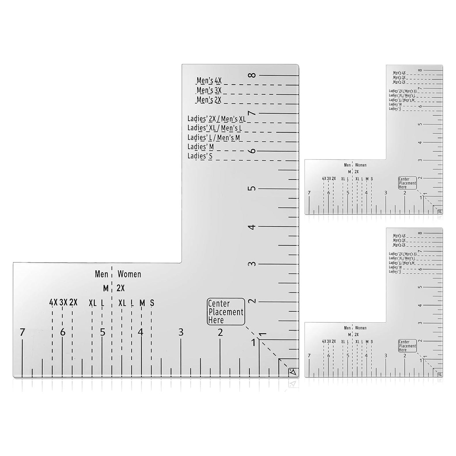 Regla de Alineación para Camisetas Copkim - 3 Pcs Acrílico 21x18.4 cm