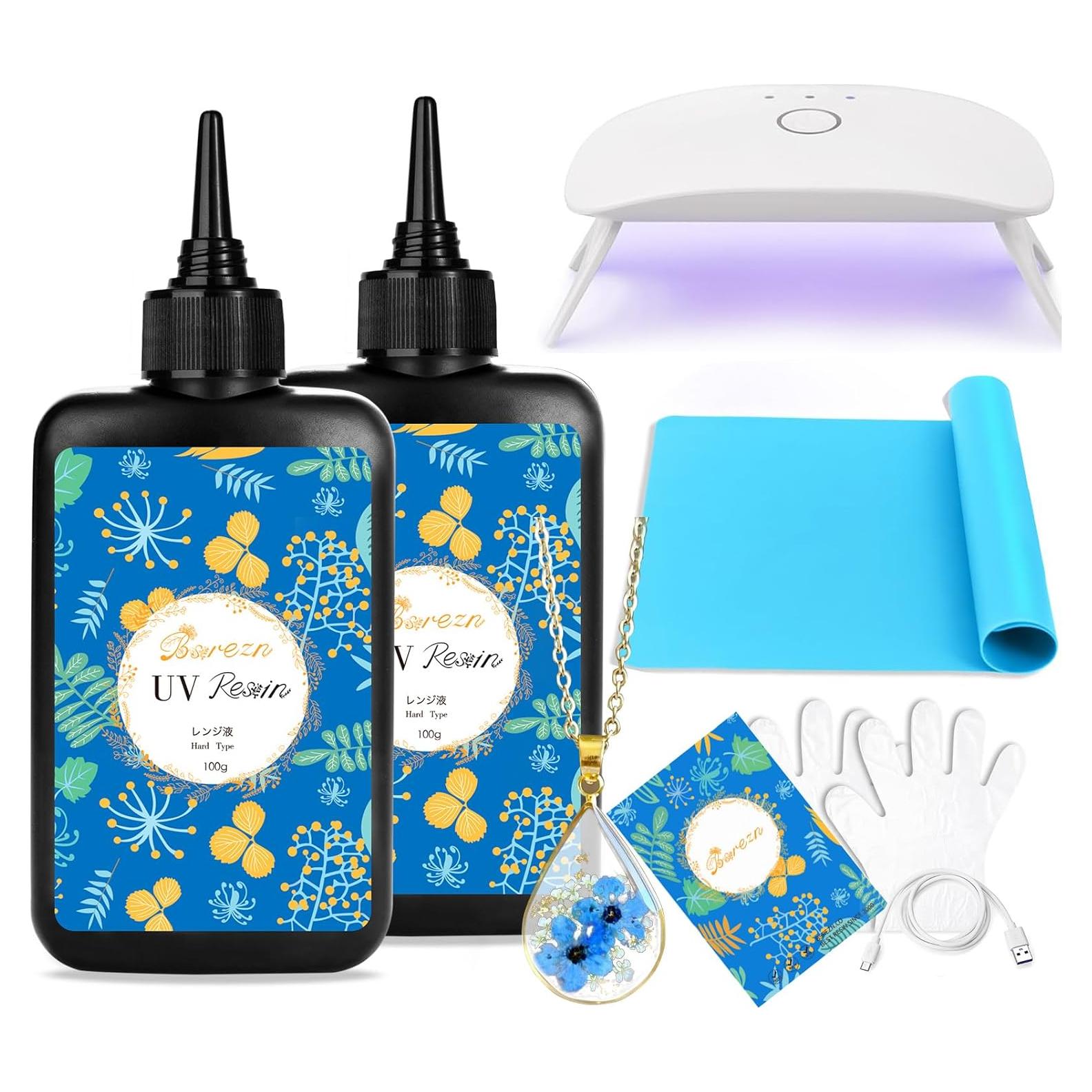 Kit de Resina UV Bsrezn 200g con Luz y Accesorios