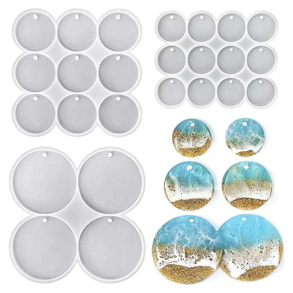 Set de 3 Moldes de Silicona Redondos ResinWorld - Blanco