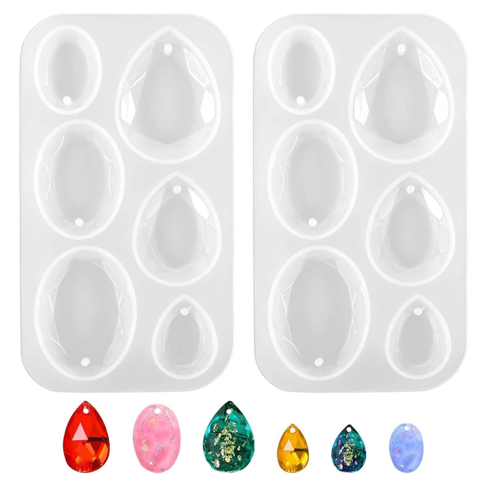 Moldes de Joyería de Resina Silicona 2PCS - Gota y Óvalo