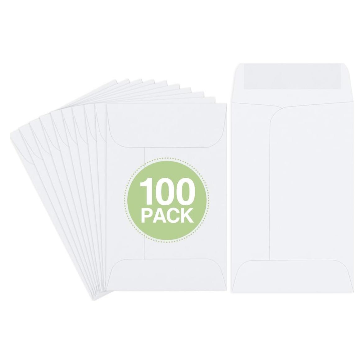 Sobres para Monedas Eupako 100 PCS 5.7x8.9 cm Gummed Kraft