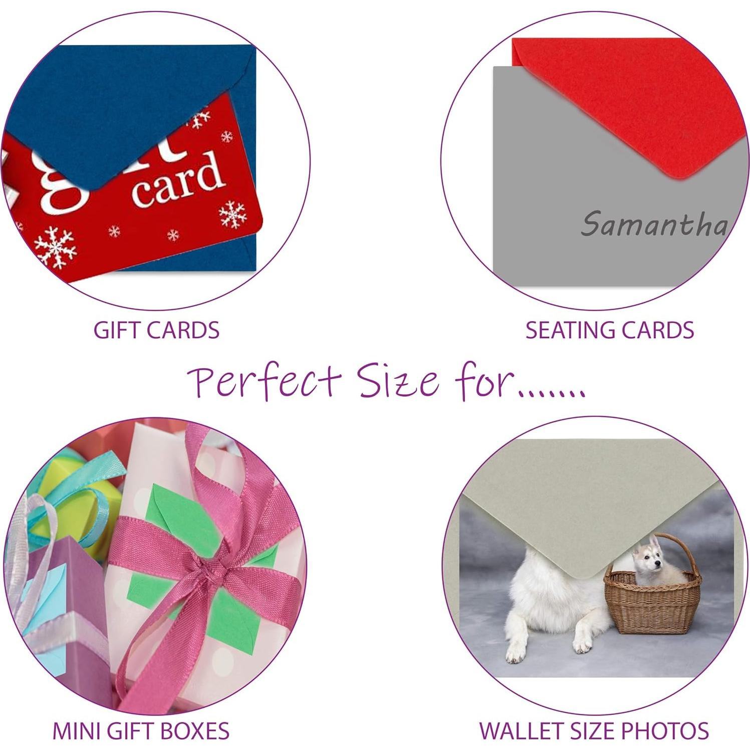 140 Mini Sobres de Colores con Tarjetas Blancas Purple Q Crafts