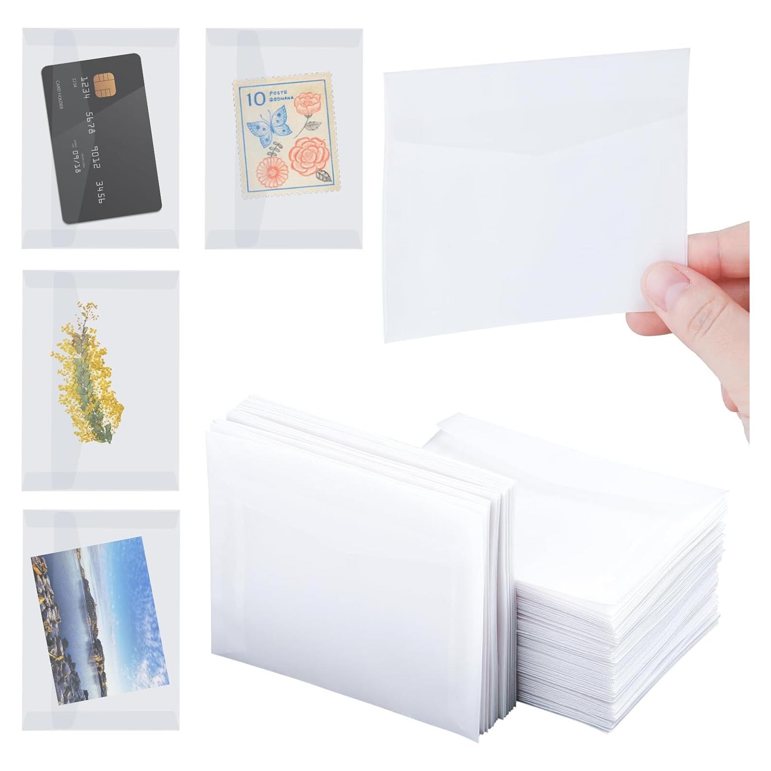 50 Sobres de Glassine Aeaocvo 11.5x8.2 cm Transparentes