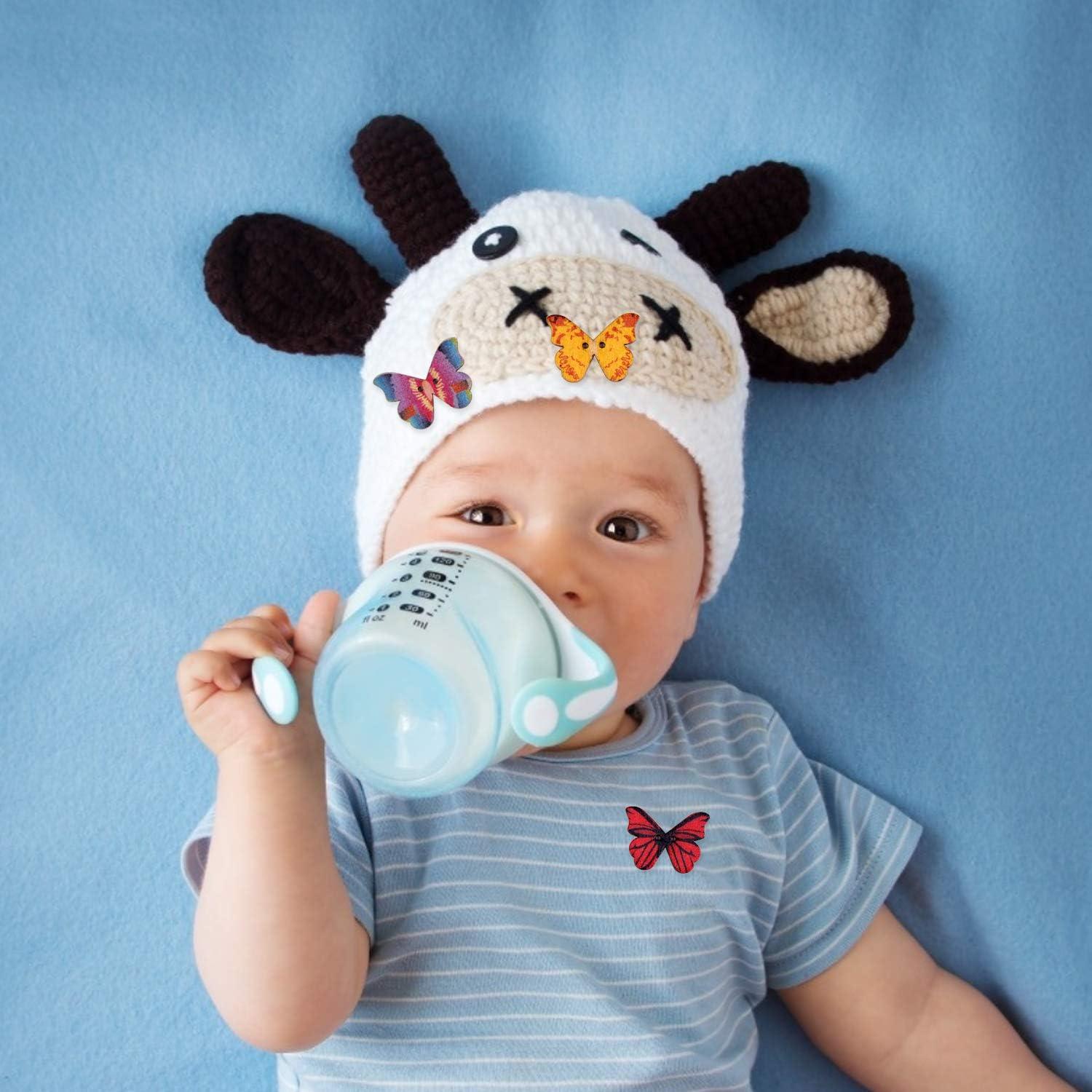 Botones de Madera FINGOOO Mariposa 100 Pcs 21x28mm Multicolor