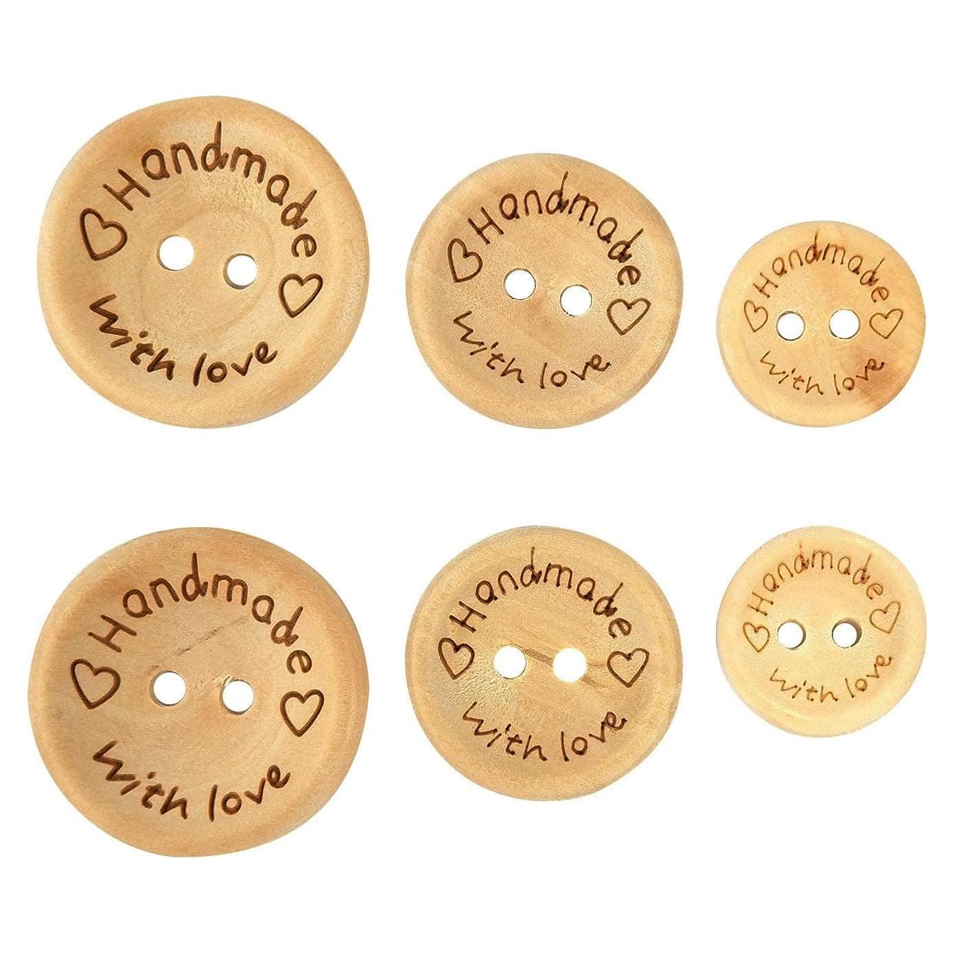 Botones de Madera Akittyya - 150 Piezas 15mm/20mm/25mm