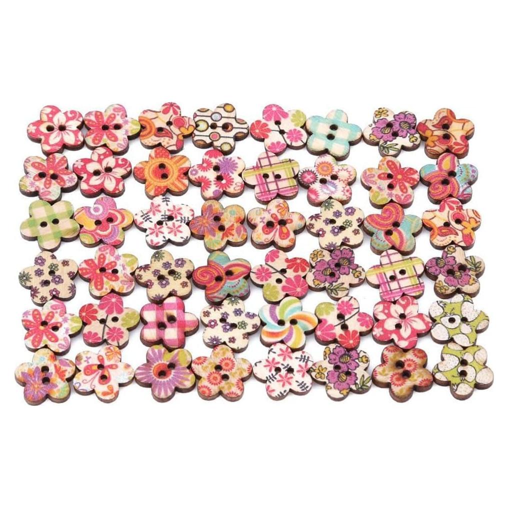 50 Botones de Madera Multicolor Tustao para Manualidades