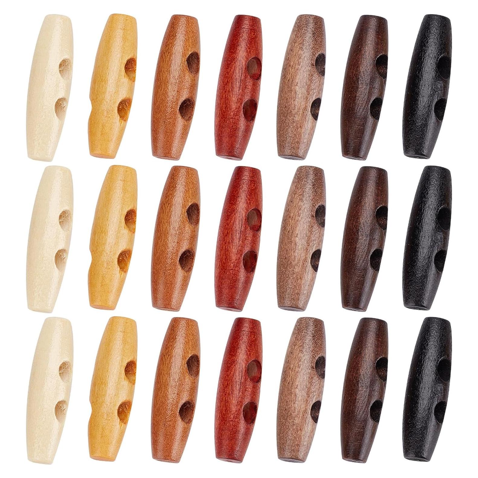 70 Botones de Madera Ovalados GORGECRAFT 40x12mm 2 Agujeros