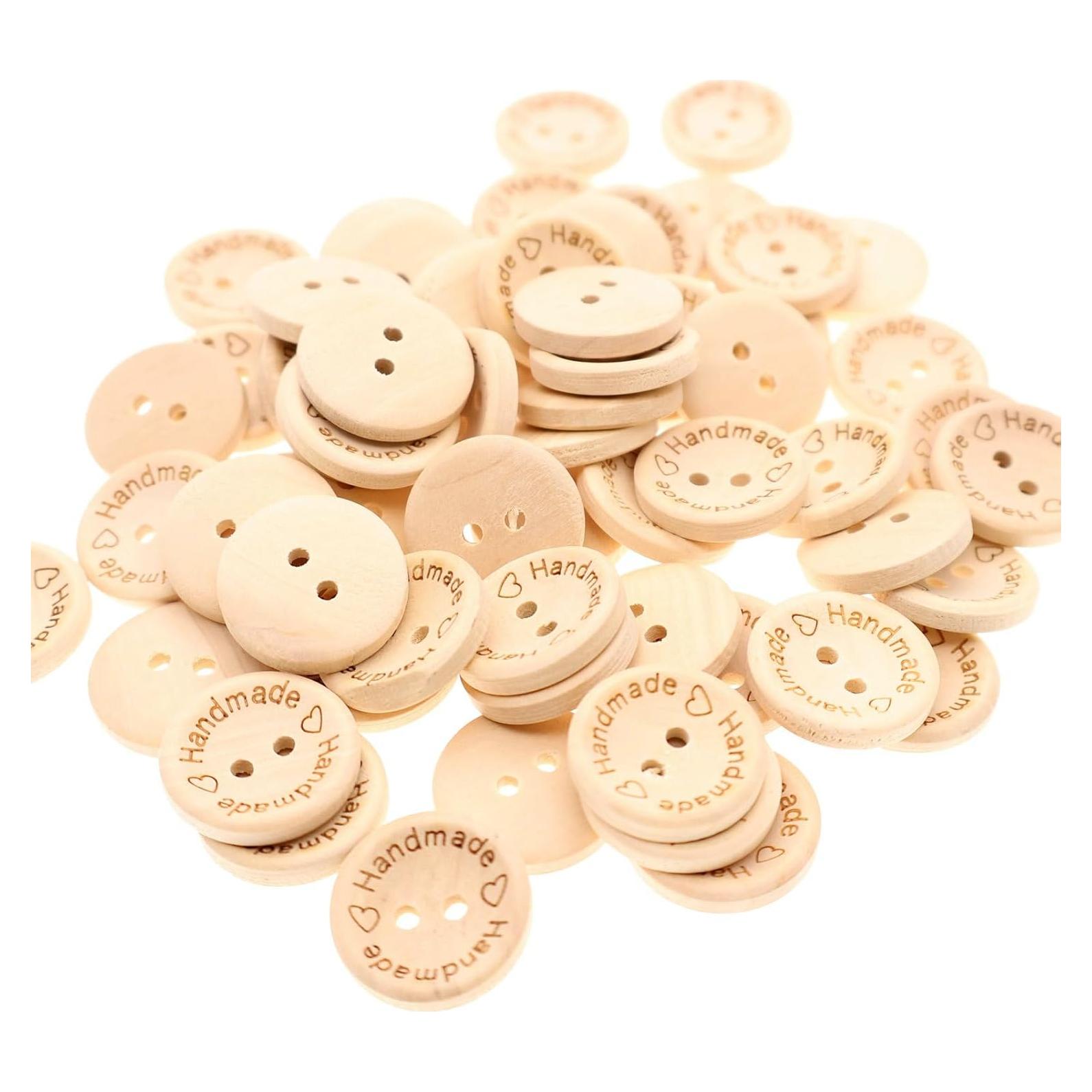 120 Botones de Madera Hechos a Mano YIGUANXIN 20mm Redondos