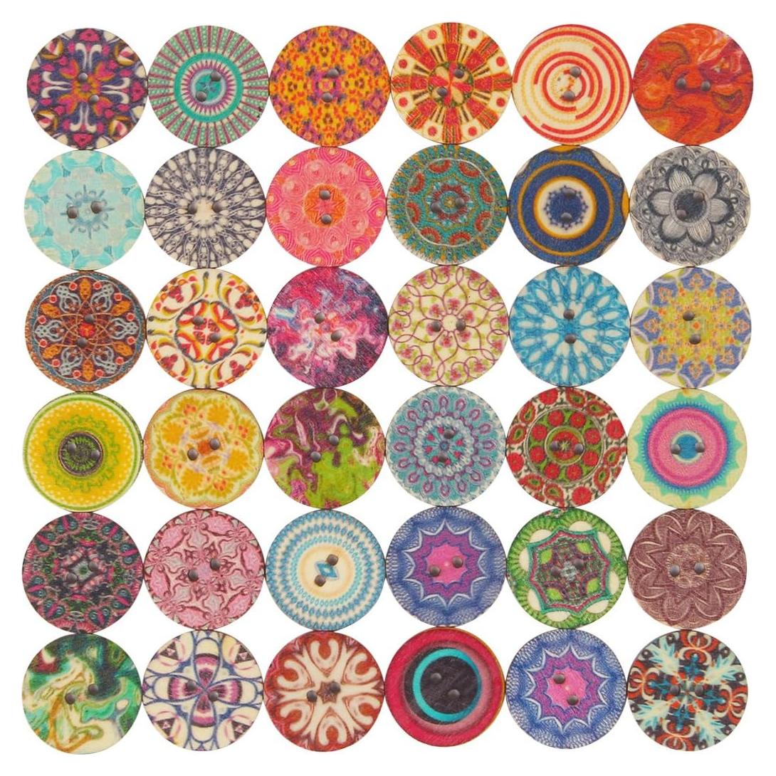 100 Botones de Madera Pintados 20mm para Manualidades y Costura