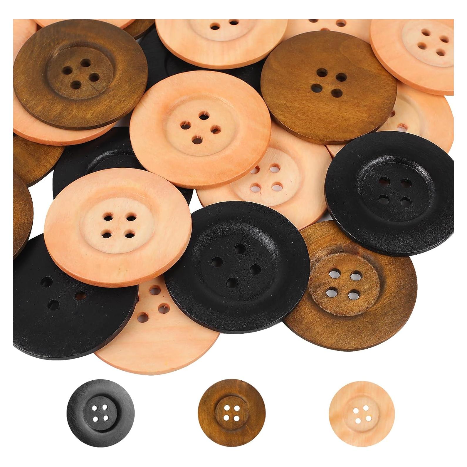 30 Botones de Madera Grandes 6 cm Plzoslly para Manualidades