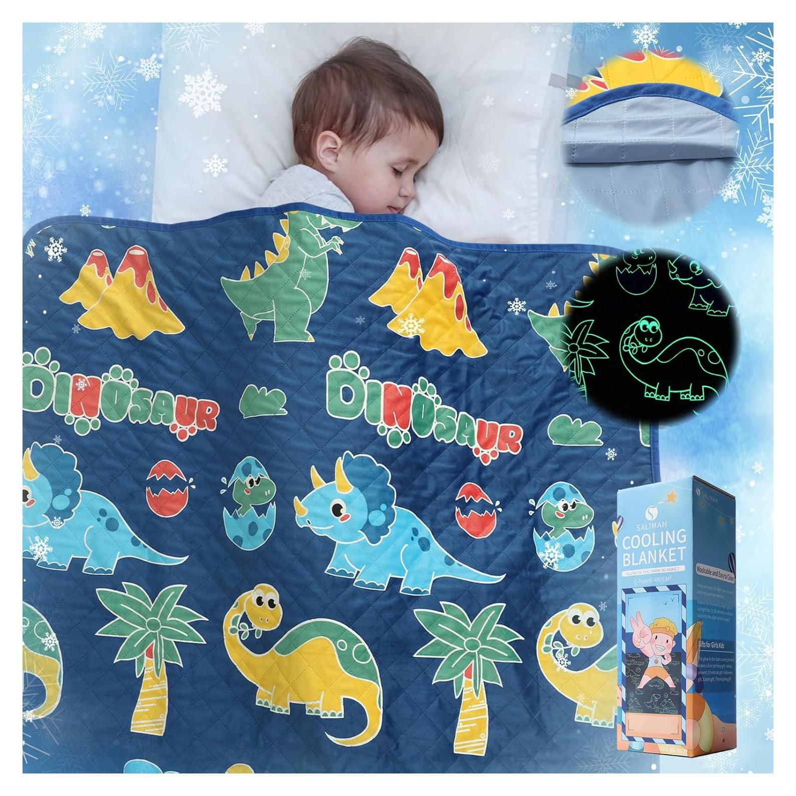 Manta Refrigerante SALIMAH Dinosaurio 127x152 cm Brilla en la Oscuridad