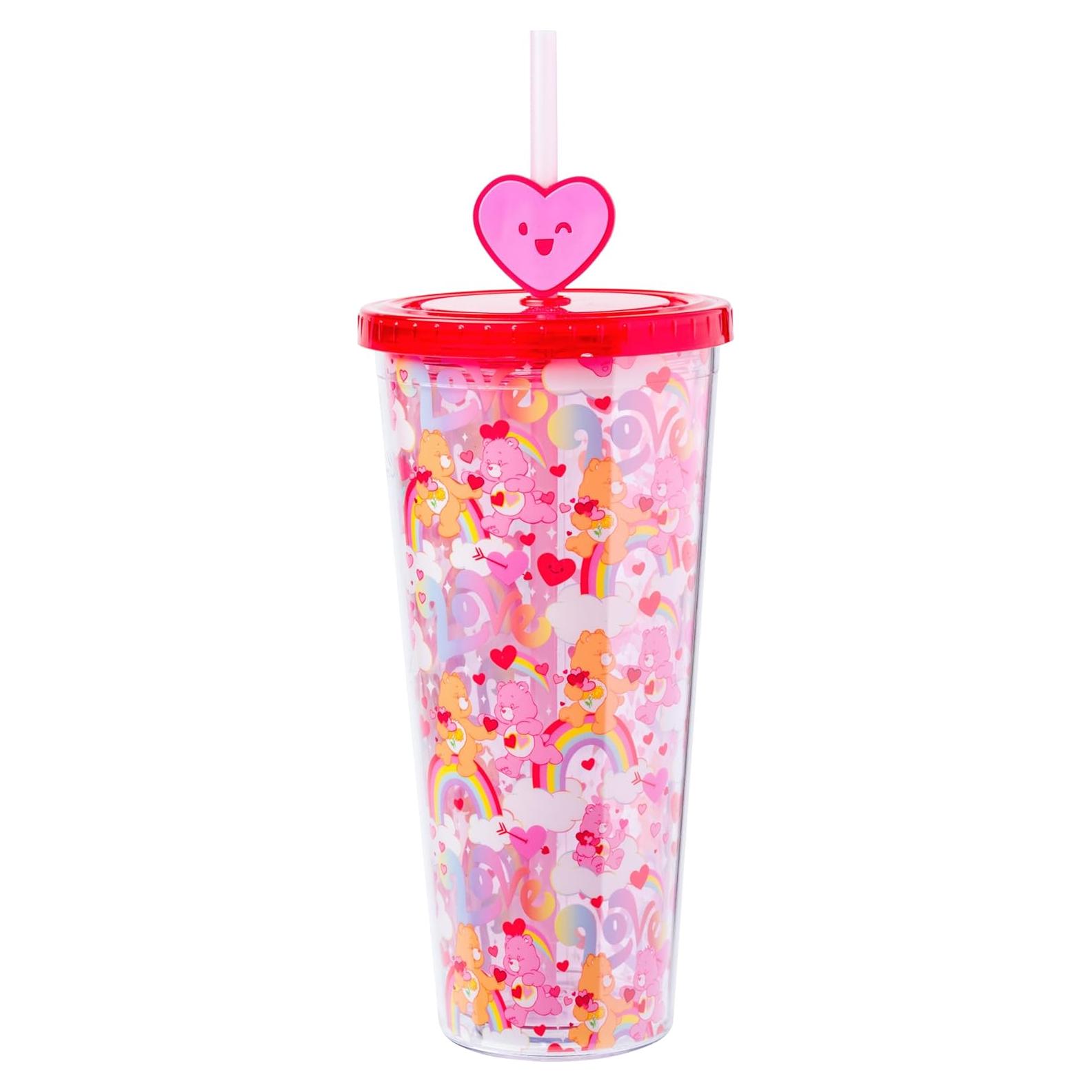 Taza Fría Silver Buffalo Care Bears 24oz con Tapa y Popote