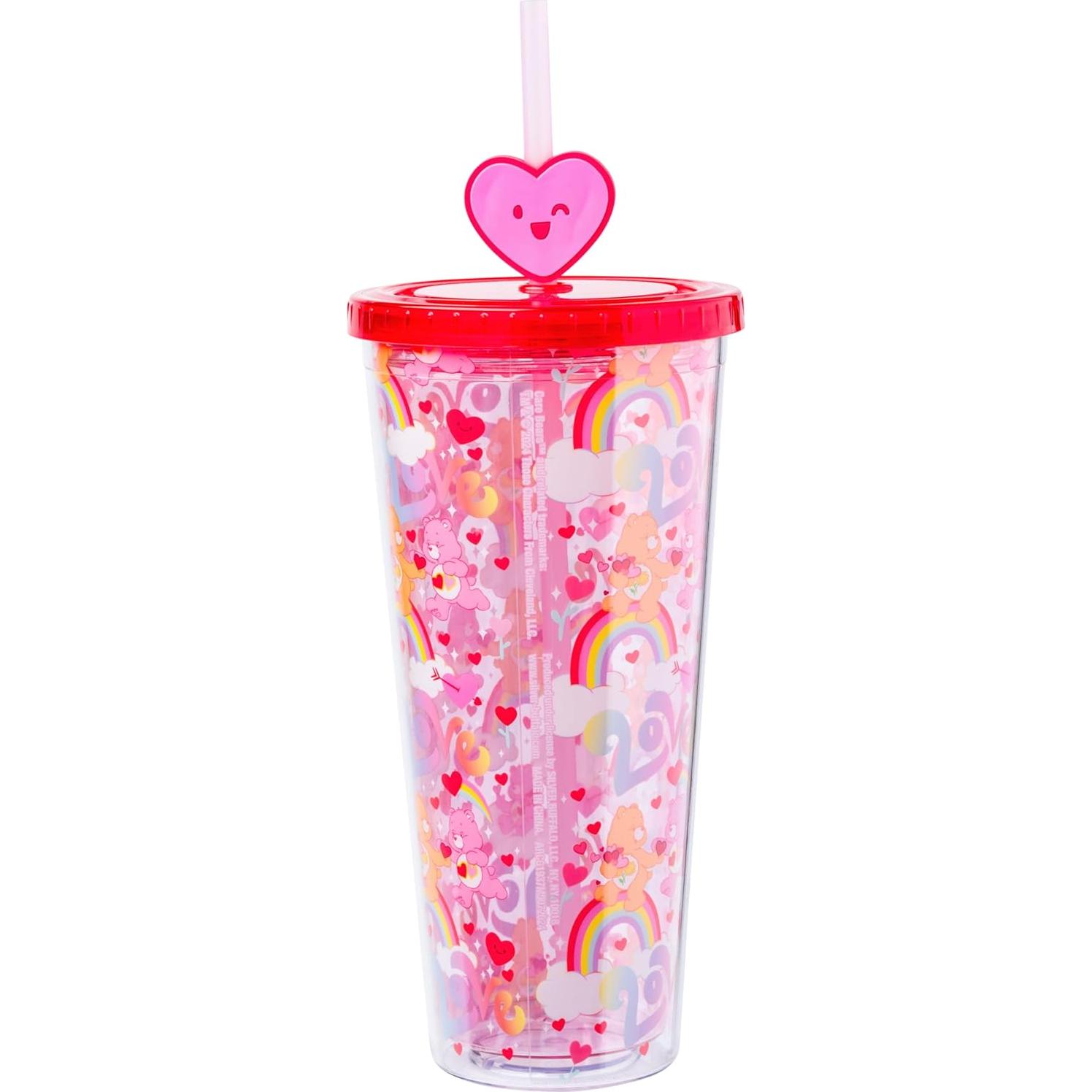 Taza Fría Silver Buffalo Care Bears 24oz con Tapa y Popote