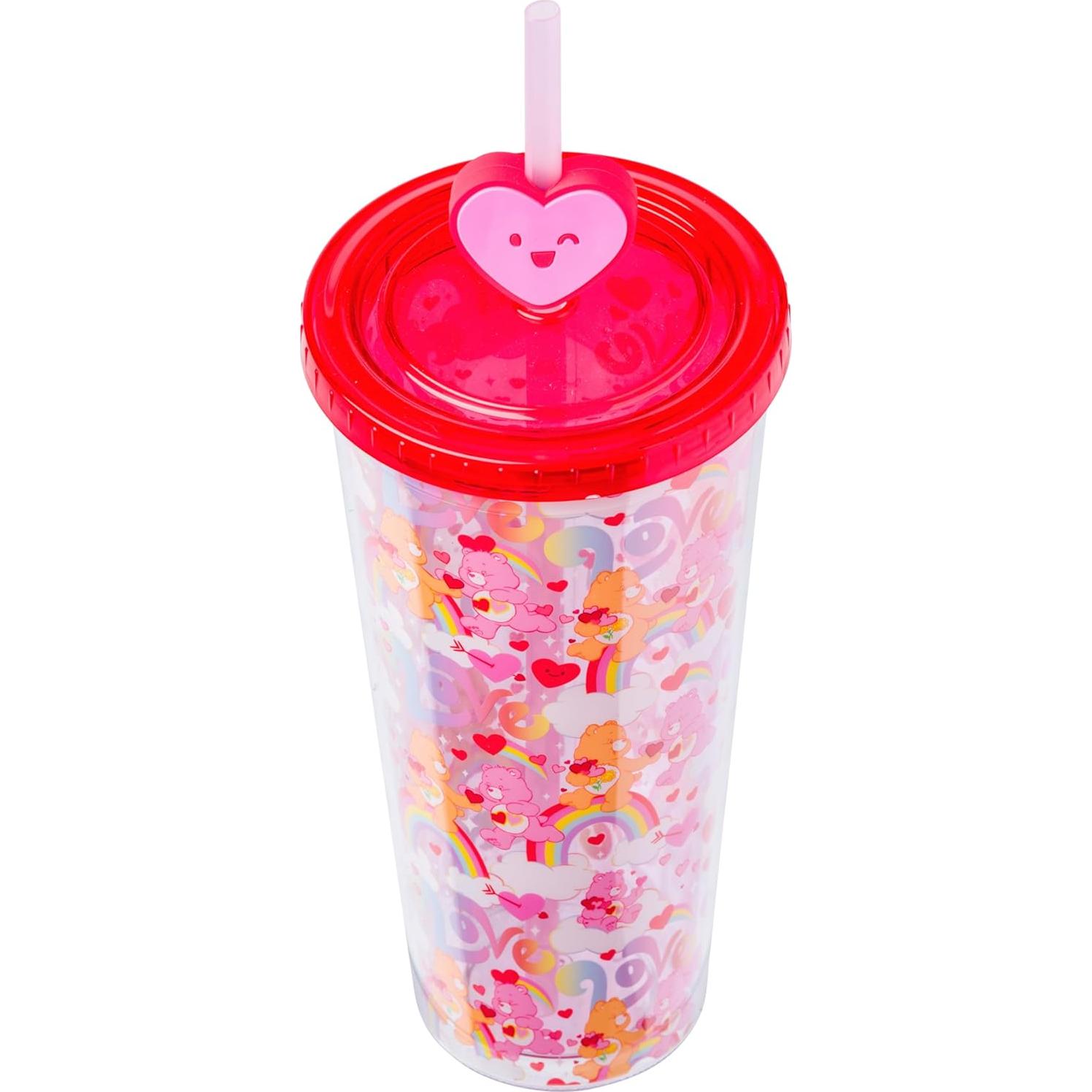 Taza Fría Silver Buffalo Care Bears 24oz con Tapa y Popote