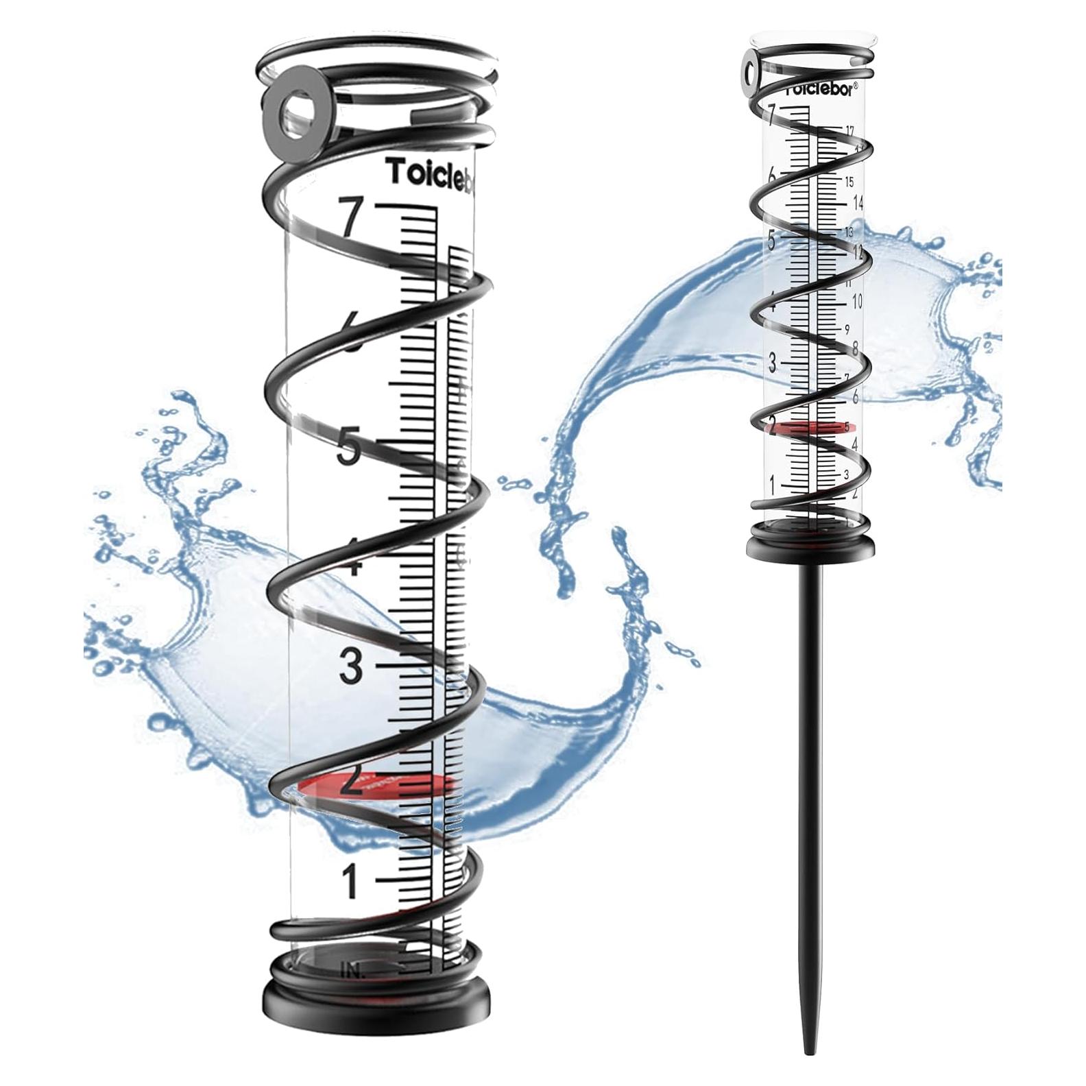 Pluviómetro Toiclebor RM-BS7-001, 17 cm, Soporte Metal, Doble Escala