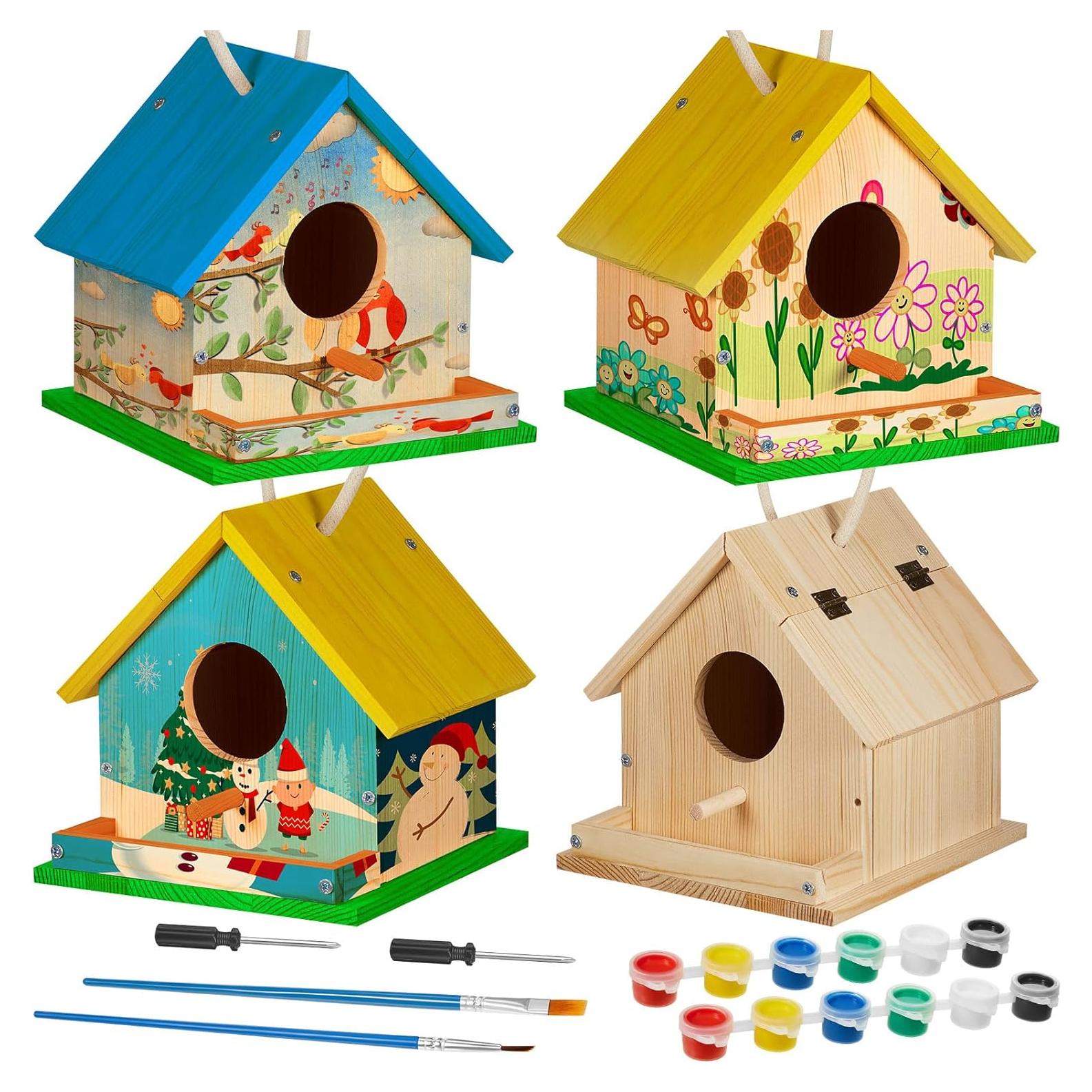 Kit de Casa para Aves de Madera DIY Liliful - 2 Set con Pinturas