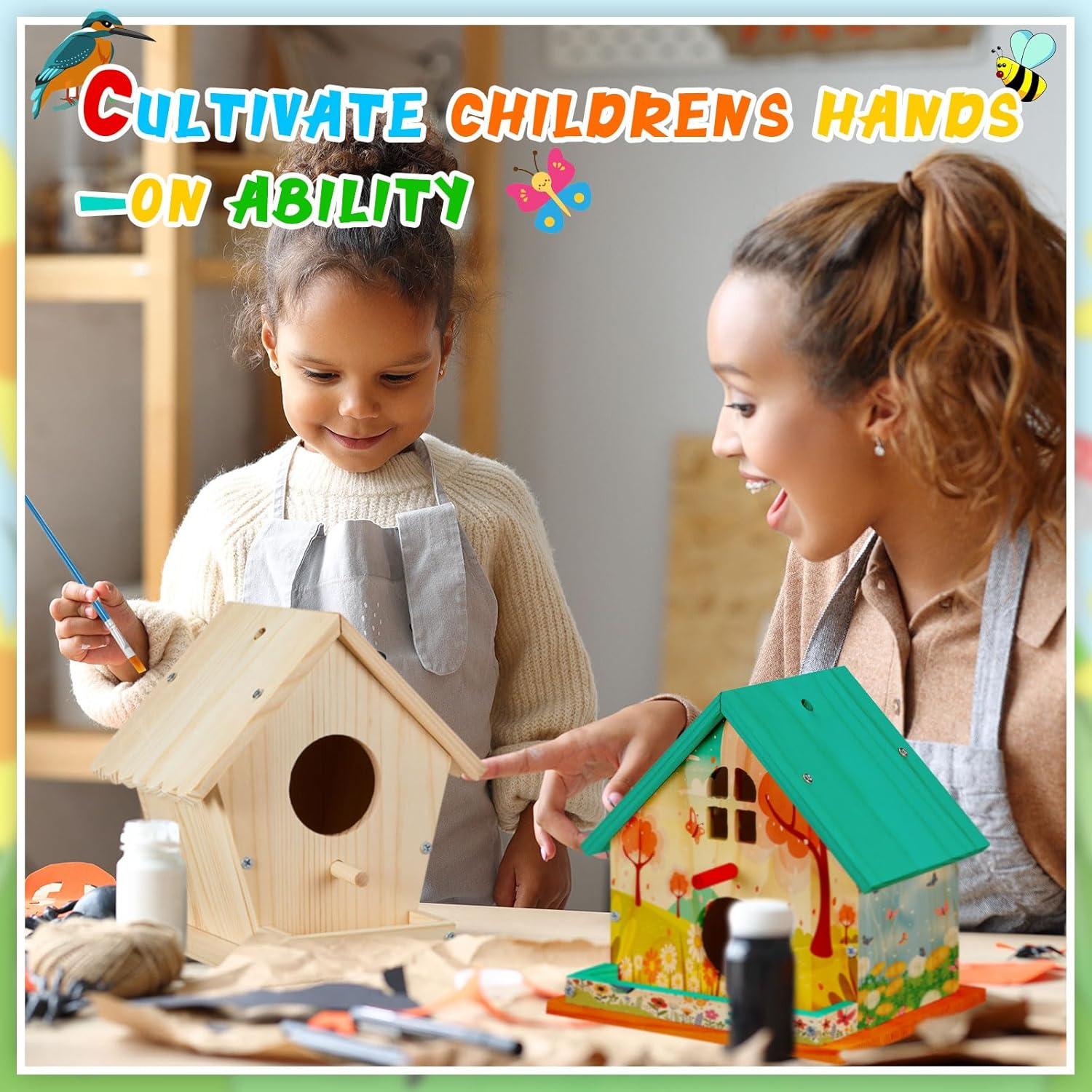 Kit de Casa para Pájaros Liliful 4 Pack DIY Madera con Pintura