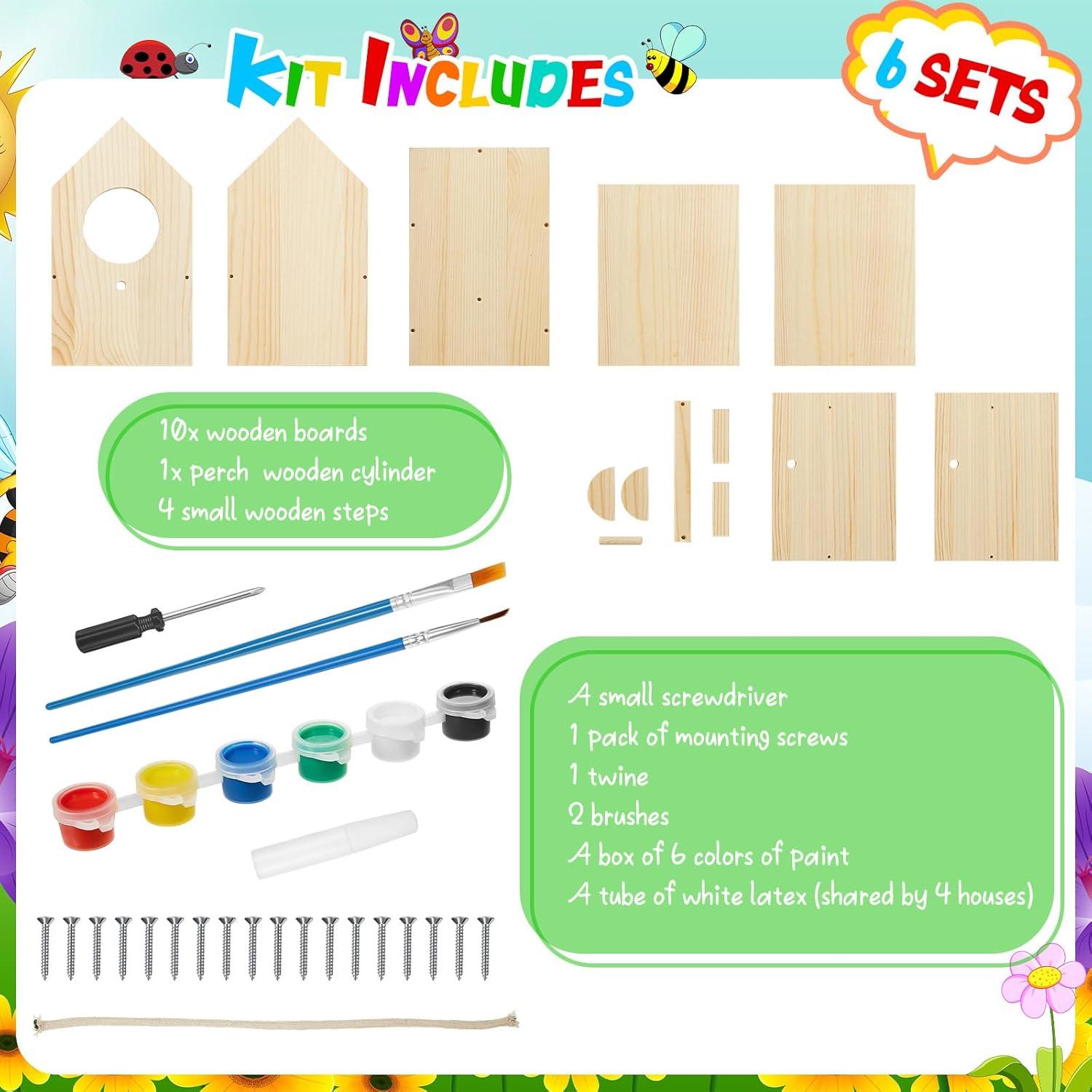 Kit de Manualidades para Aves Liliful 4 Piezas Madera Pintable