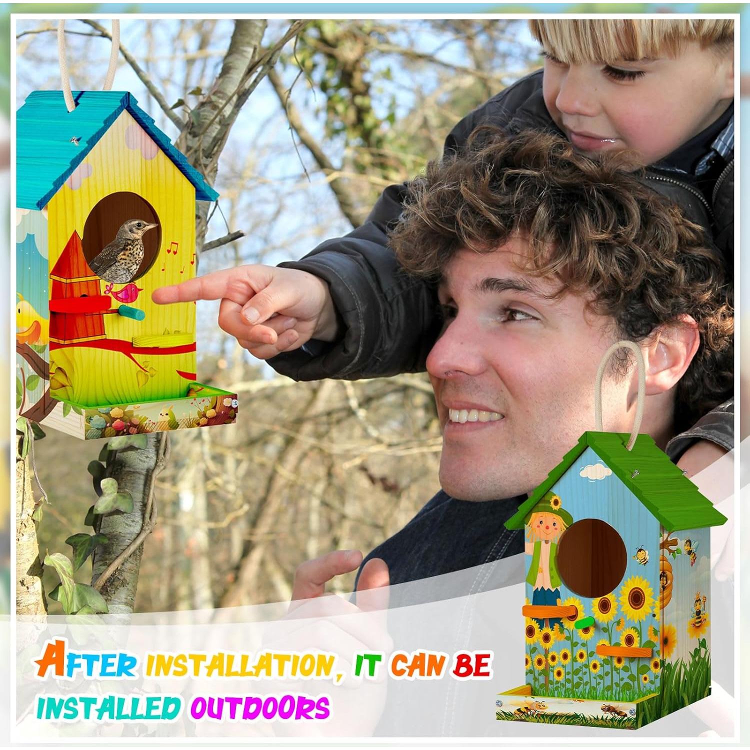 Kit de Manualidades para Aves Liliful 4 Piezas Madera Pintable