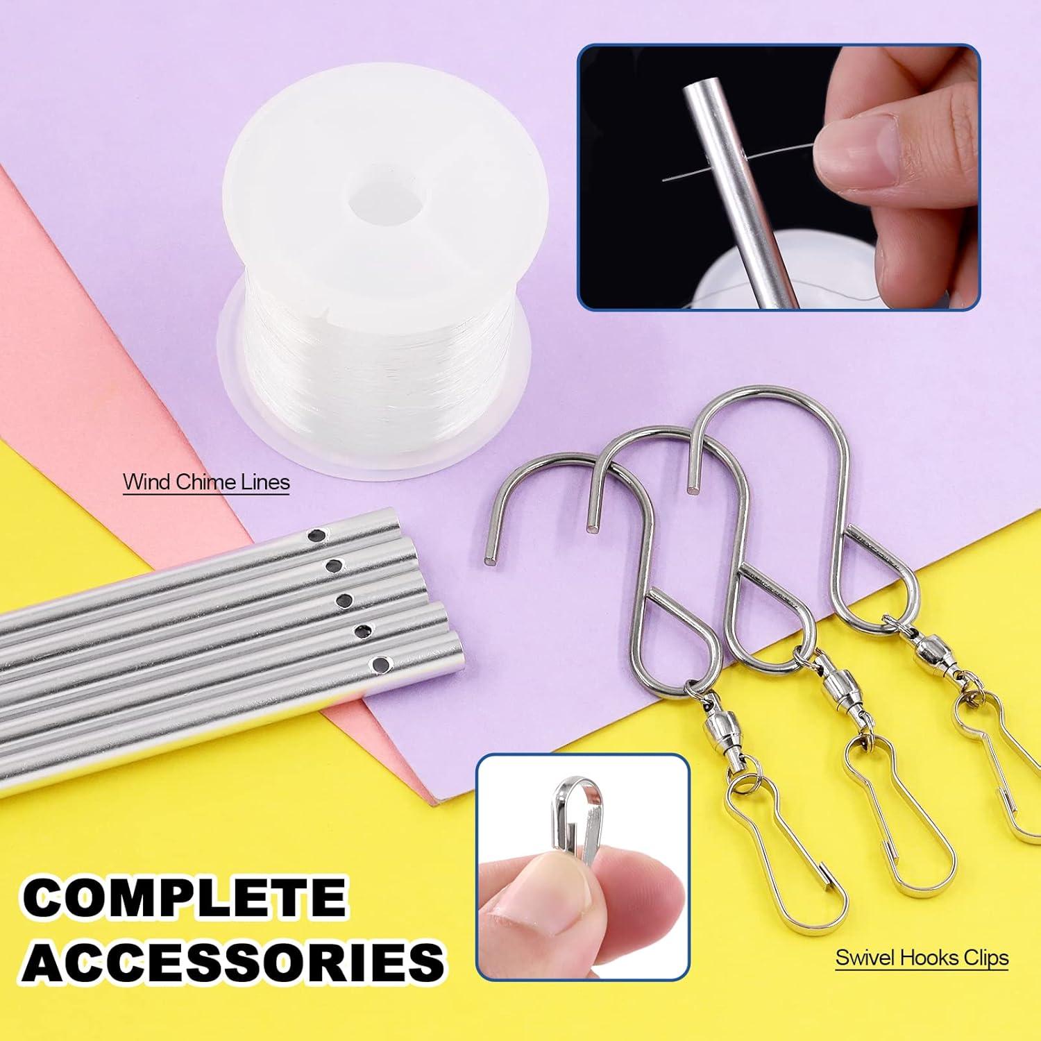 Kit Campanas de Viento Glarks 61Pcs con 50 Tubos y Hilo 100m