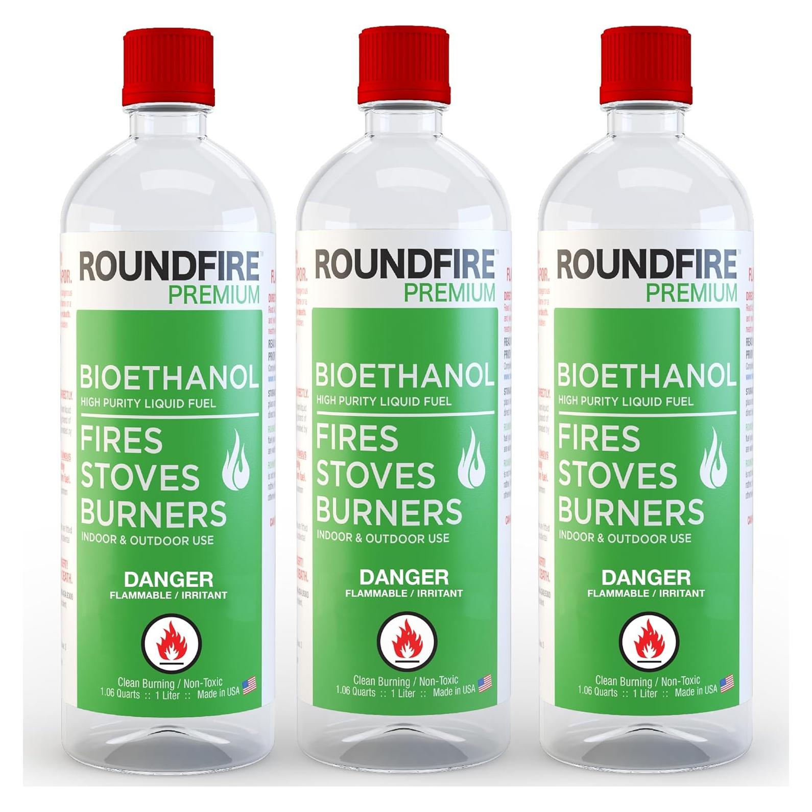 Bioetanol Premium Roundfire - 3 x 1 Litro - Combustión Limpia
