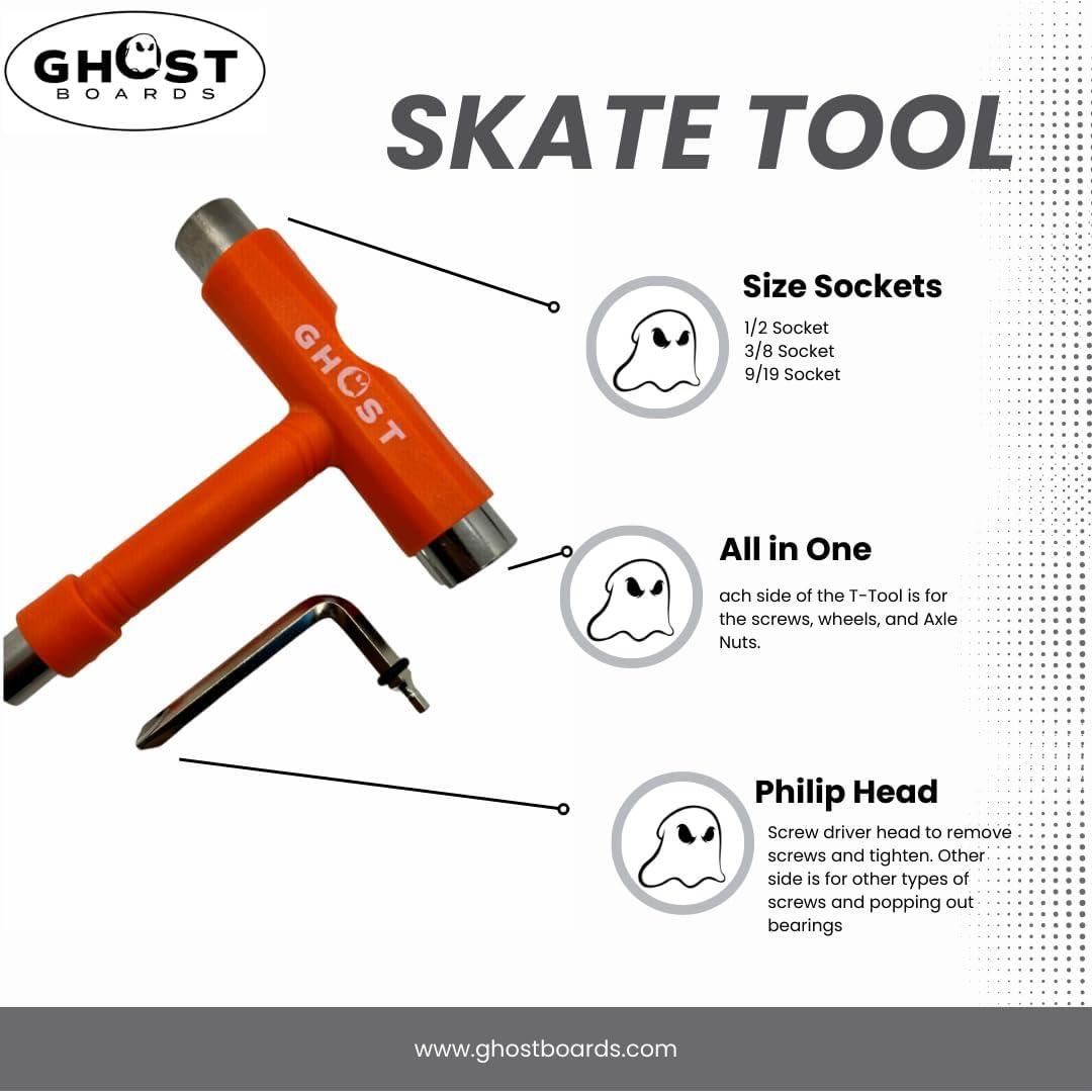 Herramienta Multifuncional GHOST para Skateboard - Negra