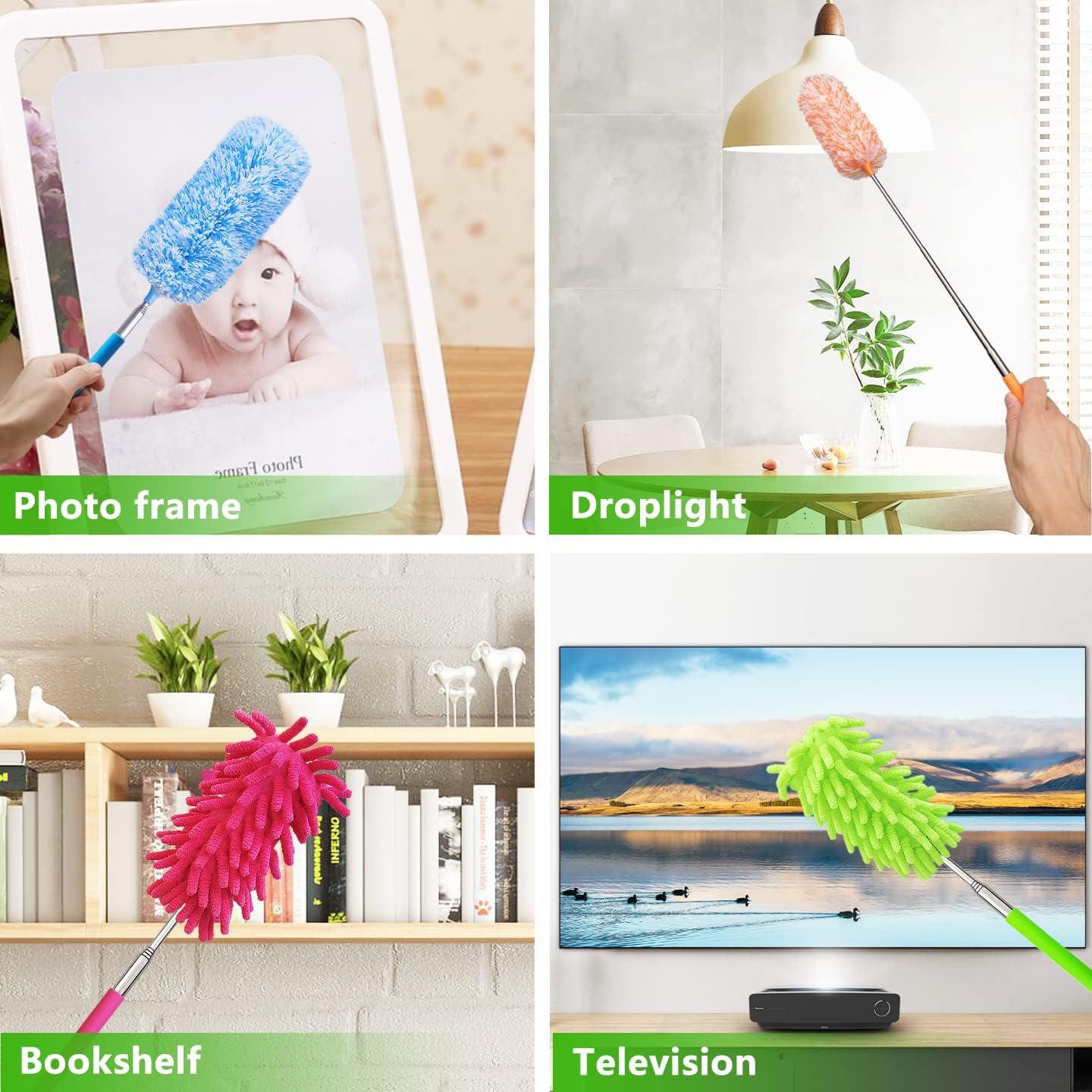 Plumero de Microfibra HDongany 4 Pcs Lavable Extensible 33-76 cm