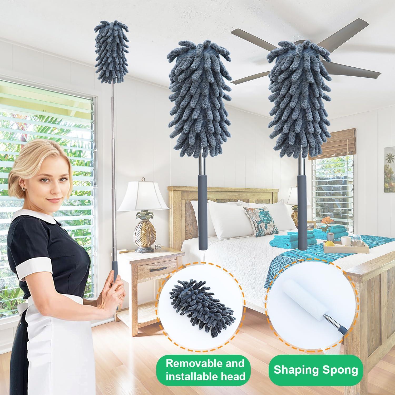 Paquete de 2 Plumeros de Microfibra BAIDOON 76.2 cm Lavables