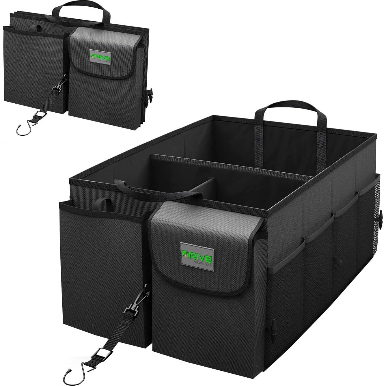 Organizador de Maletero DRIVE Auto - Colapsable y Duradero - Negro