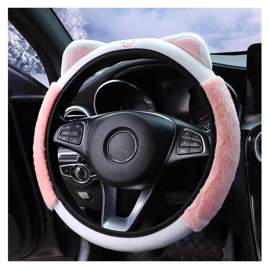 Funda de Volante Bittwee 15" Peluche con Orejas de Gato Rosa
