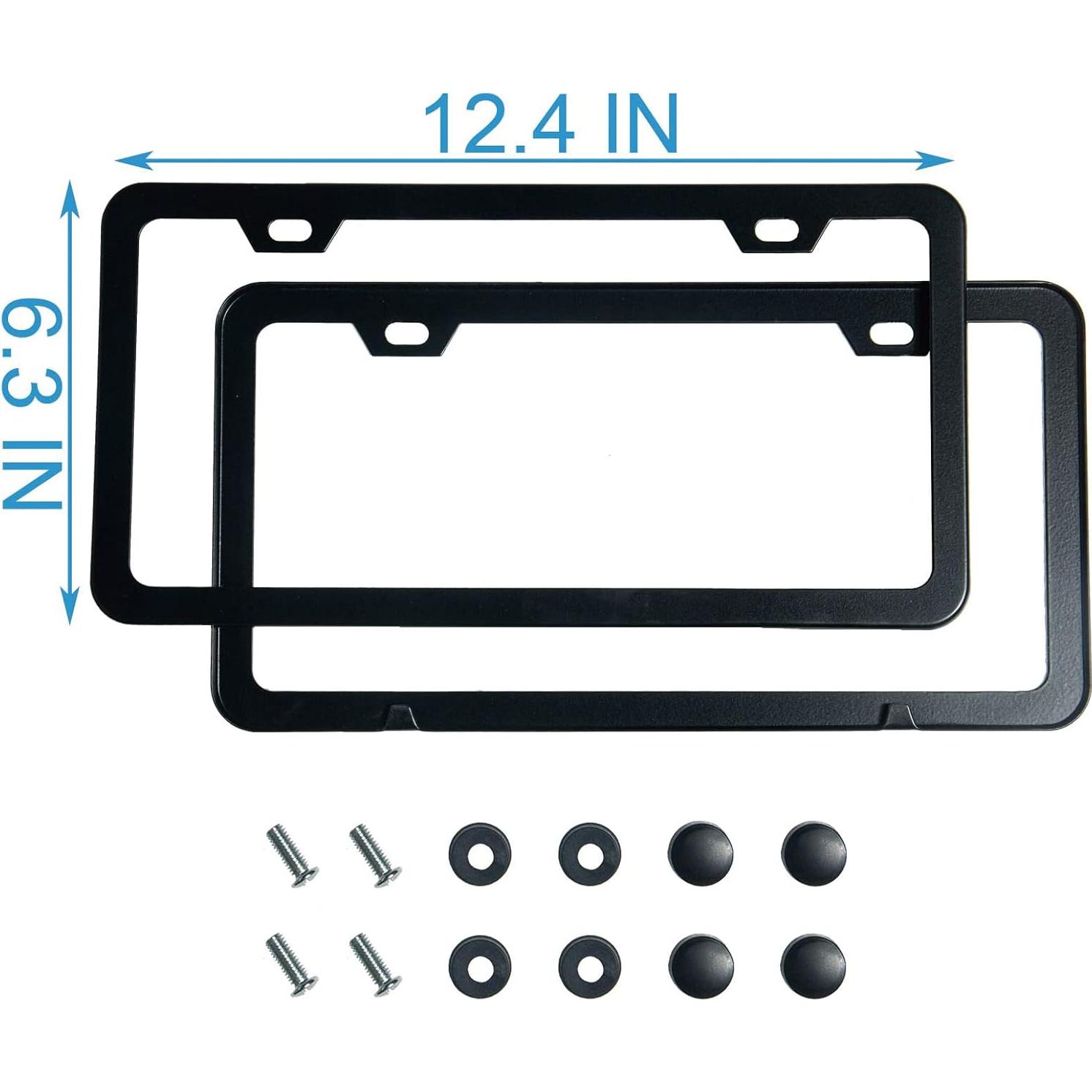 2 Marcos de Placas de Licencia Negros Mate Lengnoyp 31.5x16 cm