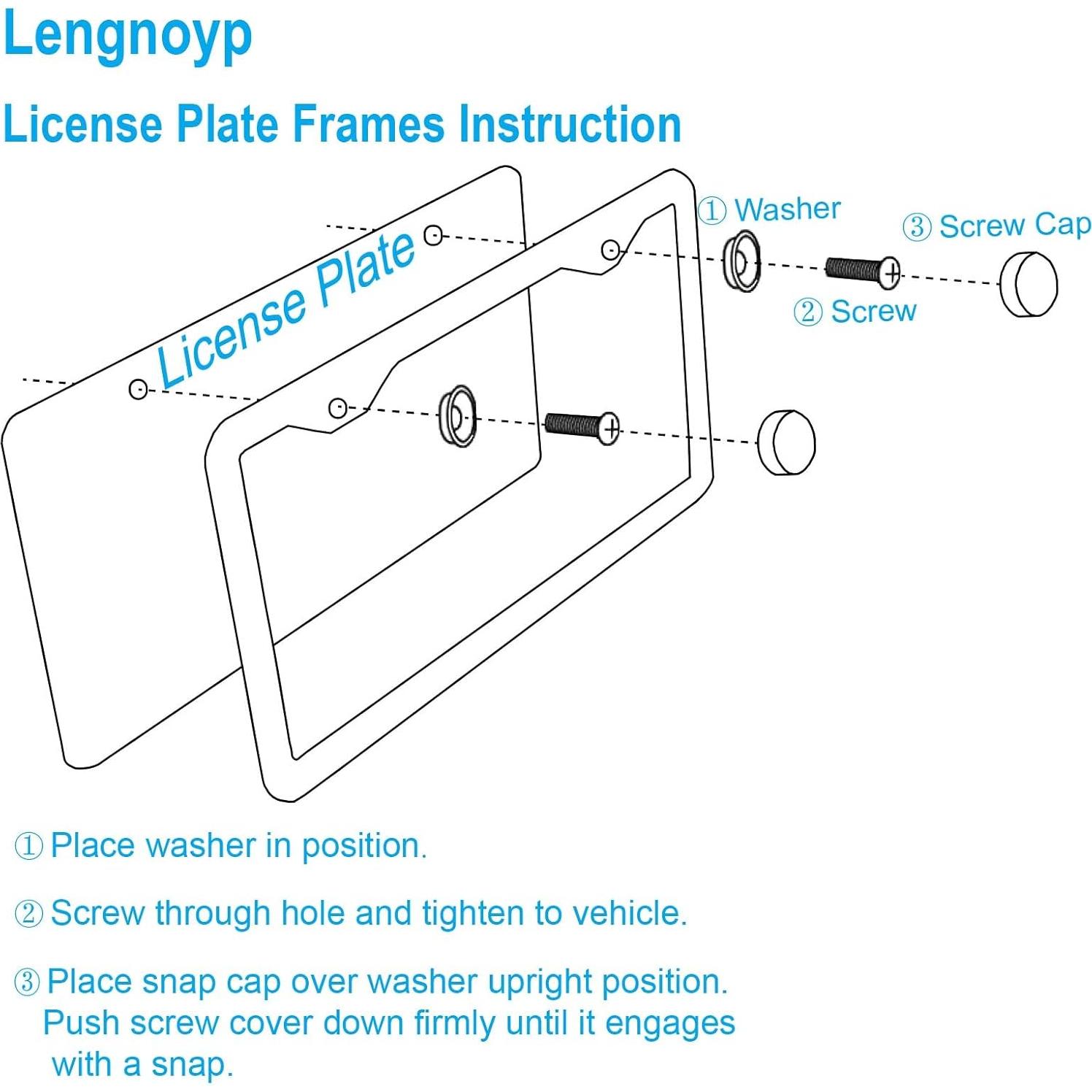 2 Marcos de Placas de Licencia Negros Mate Lengnoyp 31.5x16 cm