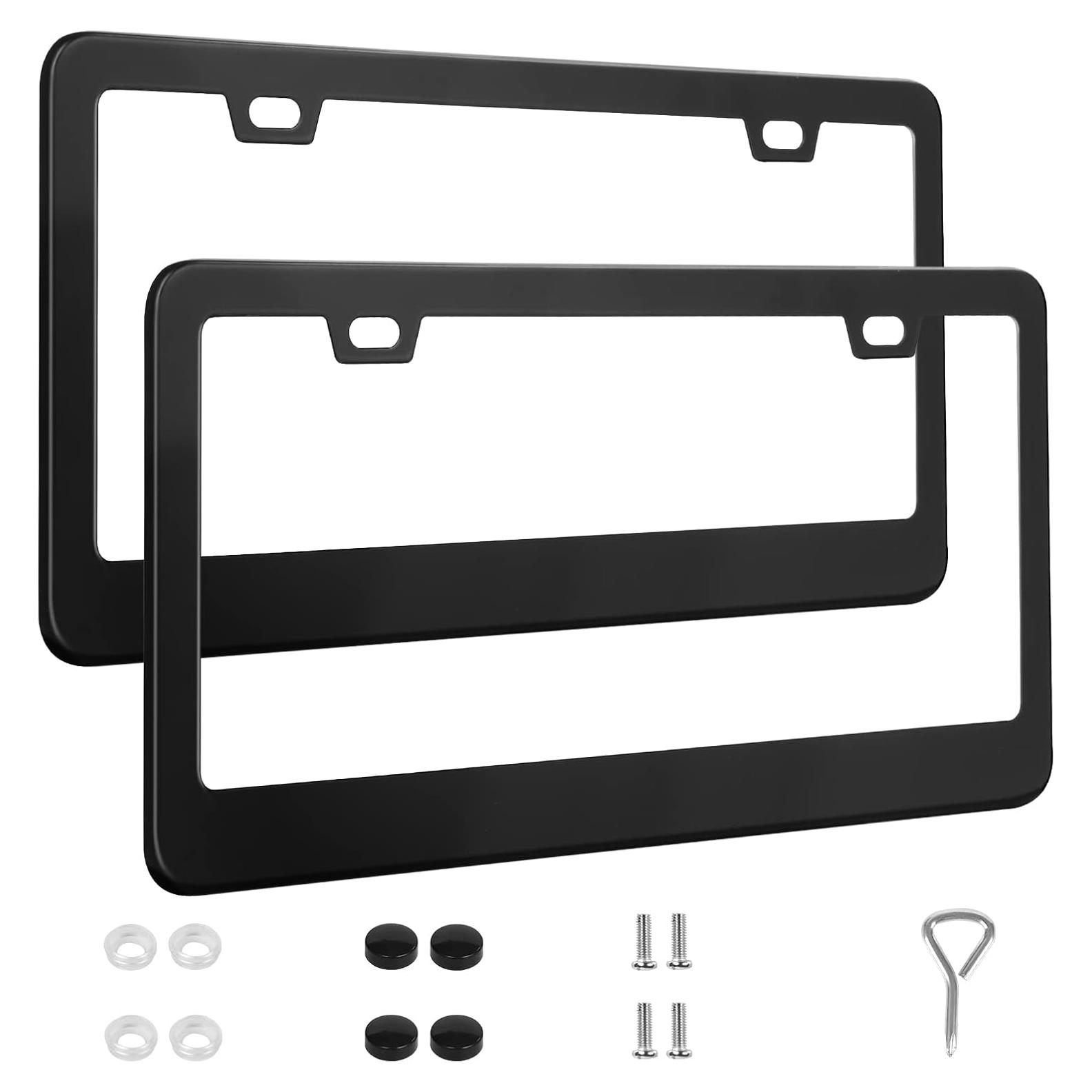 Paquete de 2 Marcos de Placa de Licencia QUANQIUFEI Negro