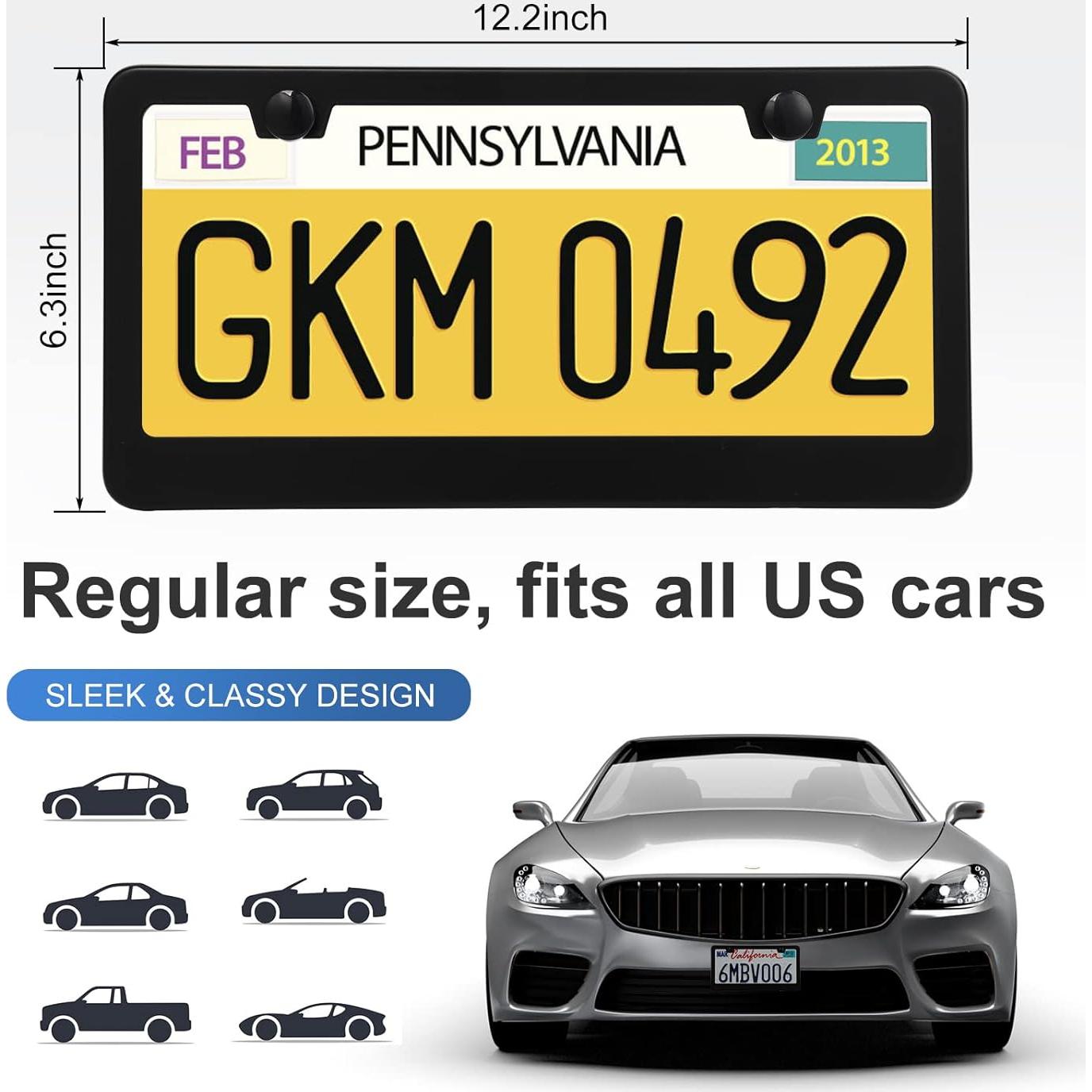 Paquete de 2 Marcos de Placa de Licencia QUANQIUFEI Negro