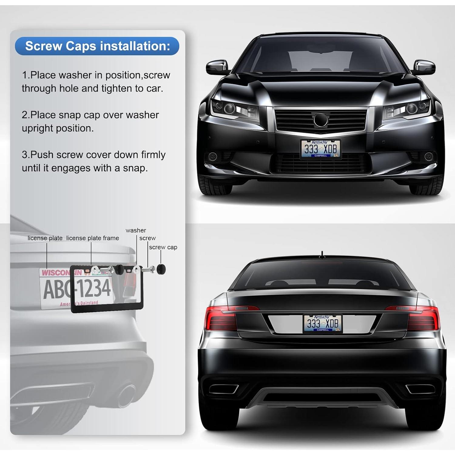 Paquete de 2 Marcos de Placa de Licencia QUANQIUFEI Negro