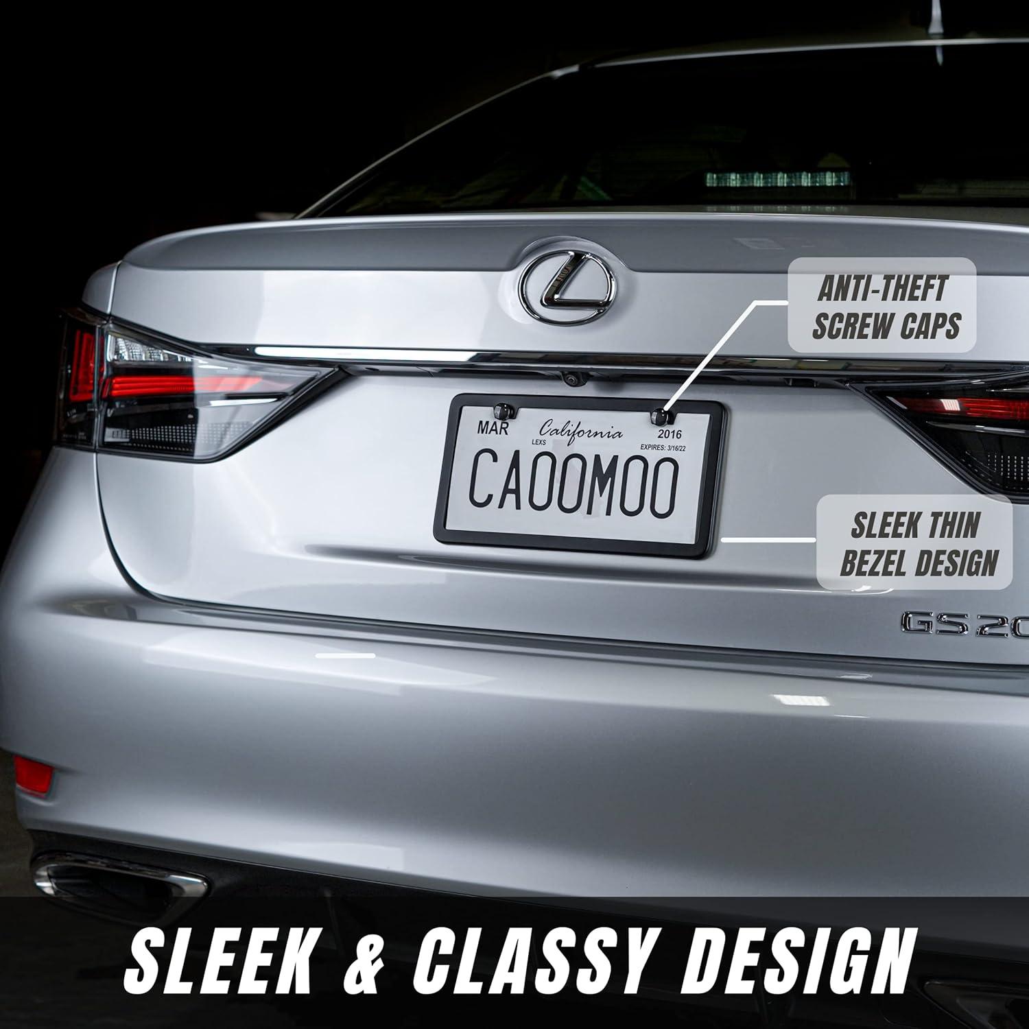 Marco de Placa de Licencia SunplusTrade Negro Mate Aluminio 2 Piezas