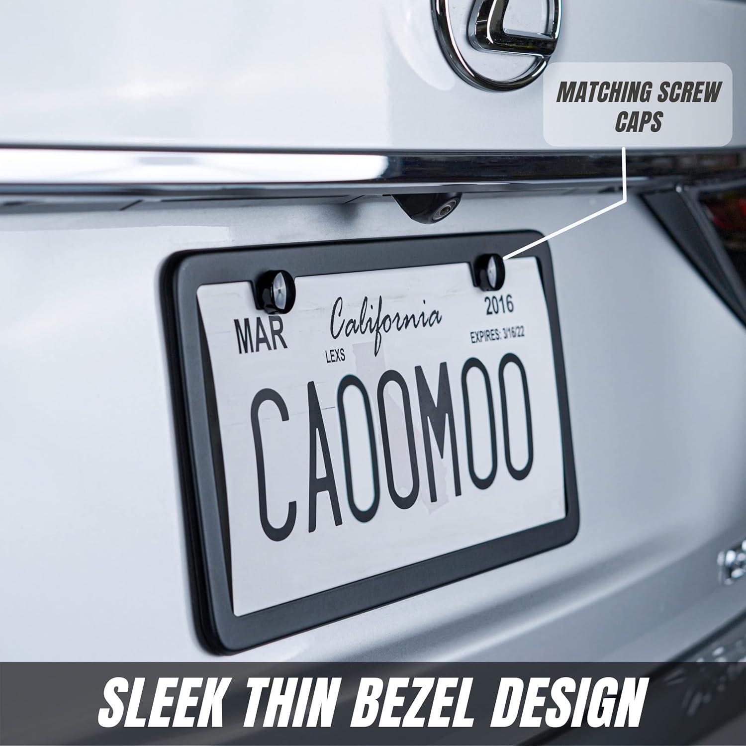 Marco de Placa de Licencia SunplusTrade Negro Mate Aluminio 2 Piezas