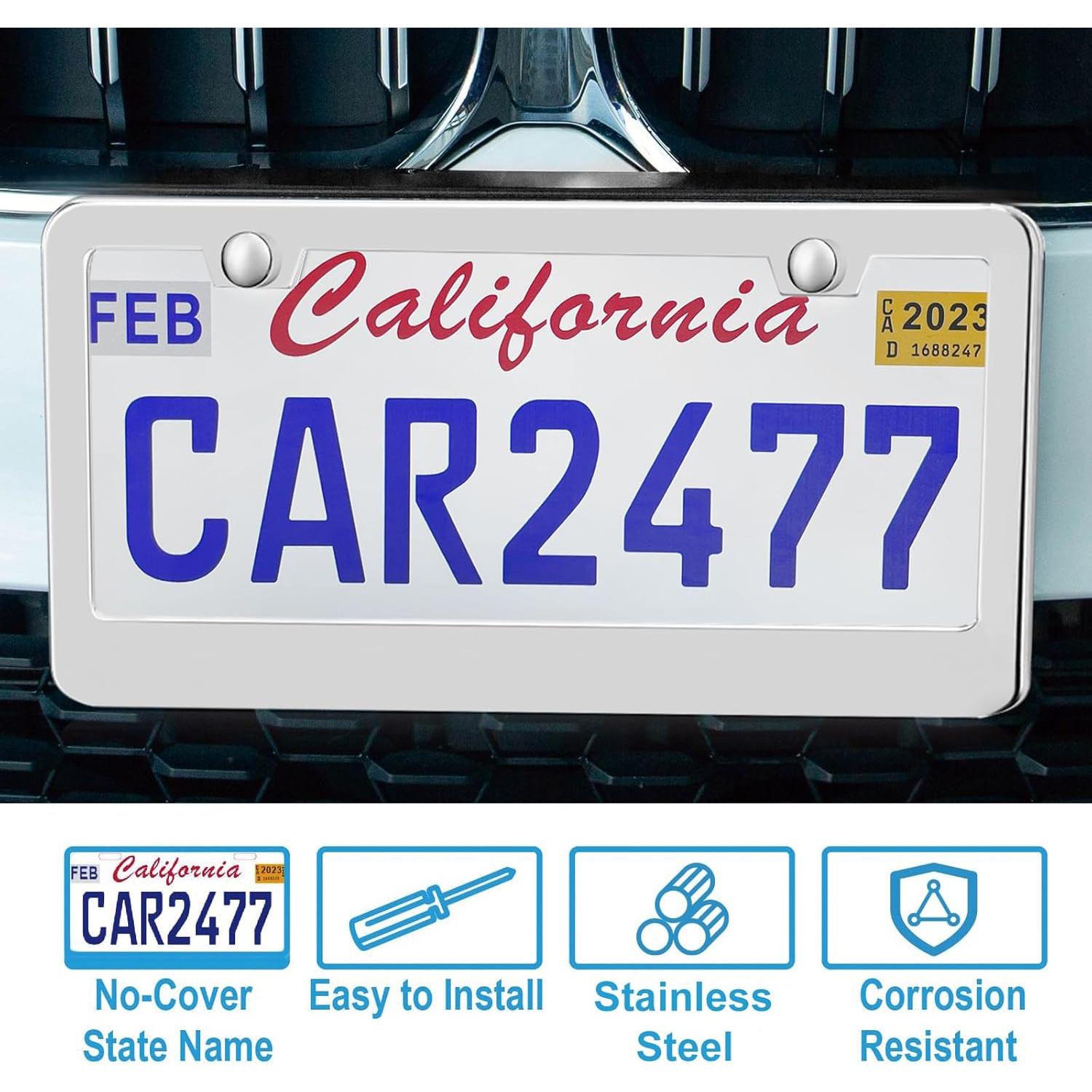 Paquete de 2 Marcos de Placas de Licencia Lengnoy Plateados