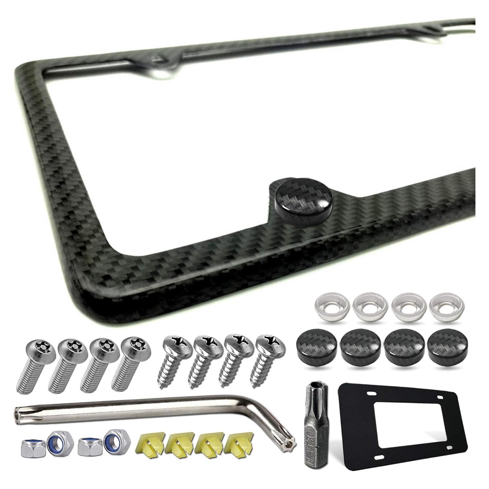 Marco de Placa de Licencia ZXFOOG de Fibra de Carbono 4 Agujeros