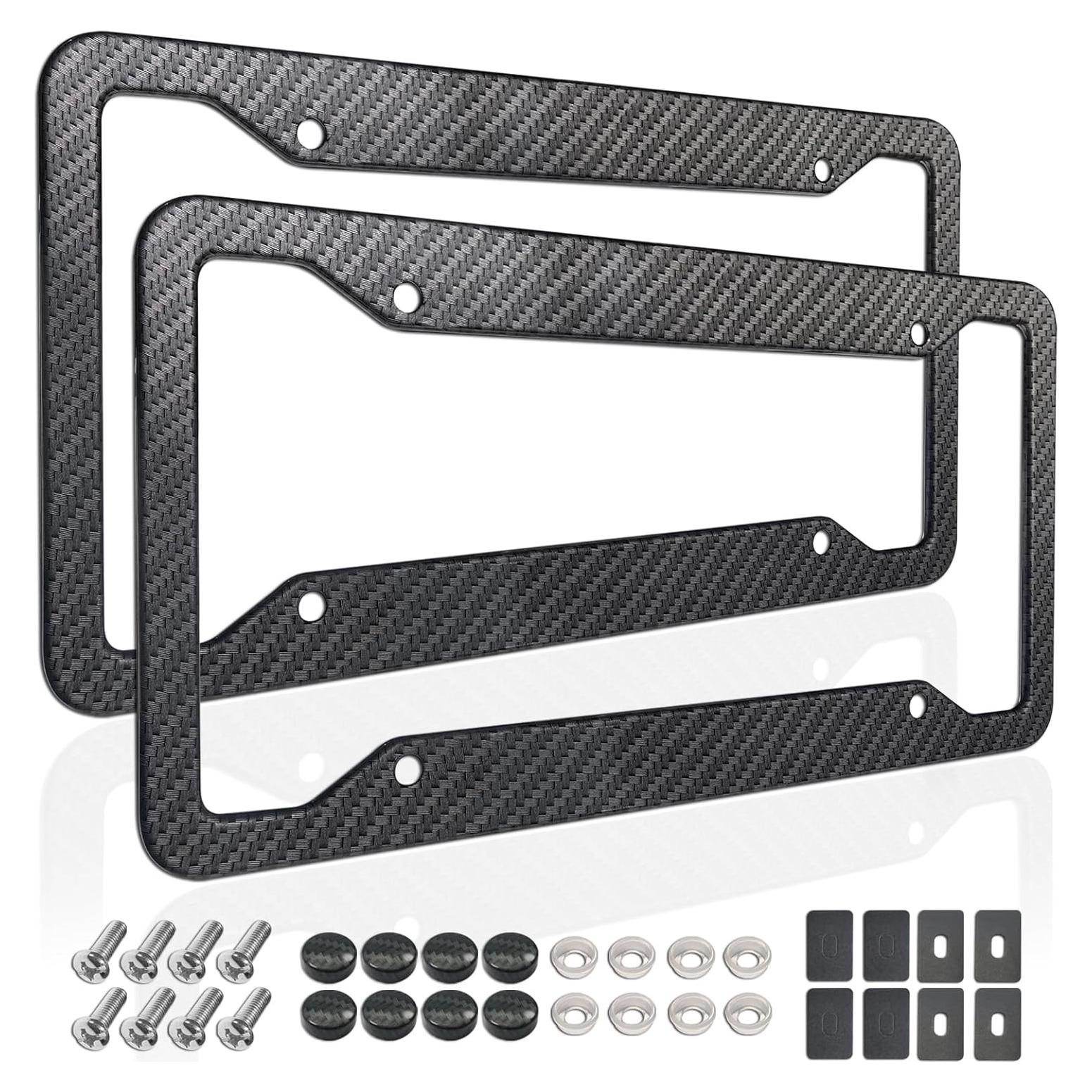 Marcos de Placas de Licencia ZXFOOG de Aluminio Carbono - 2 Pzas