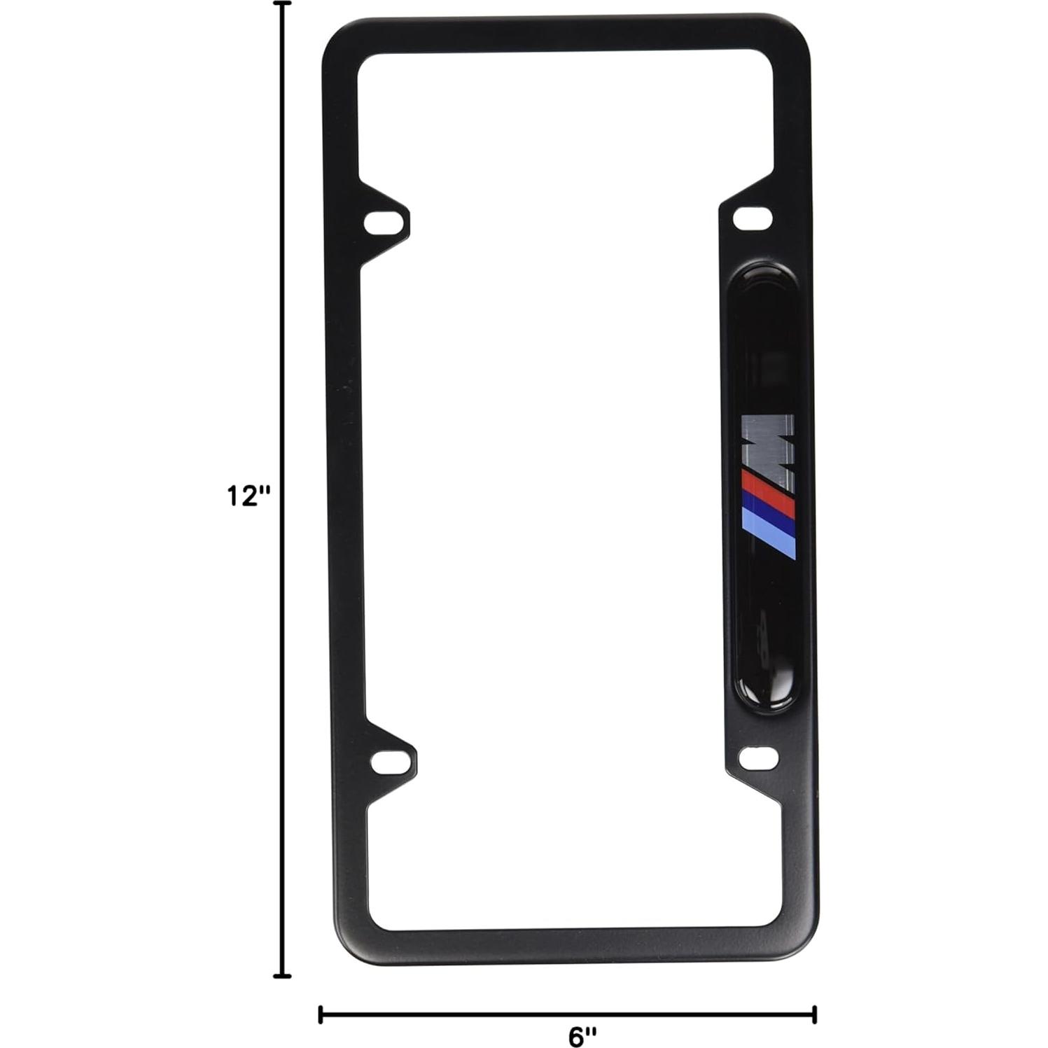 Marco de Licencia BMW Acero Inoxidable Negro Logo M 30.48x15.24cm