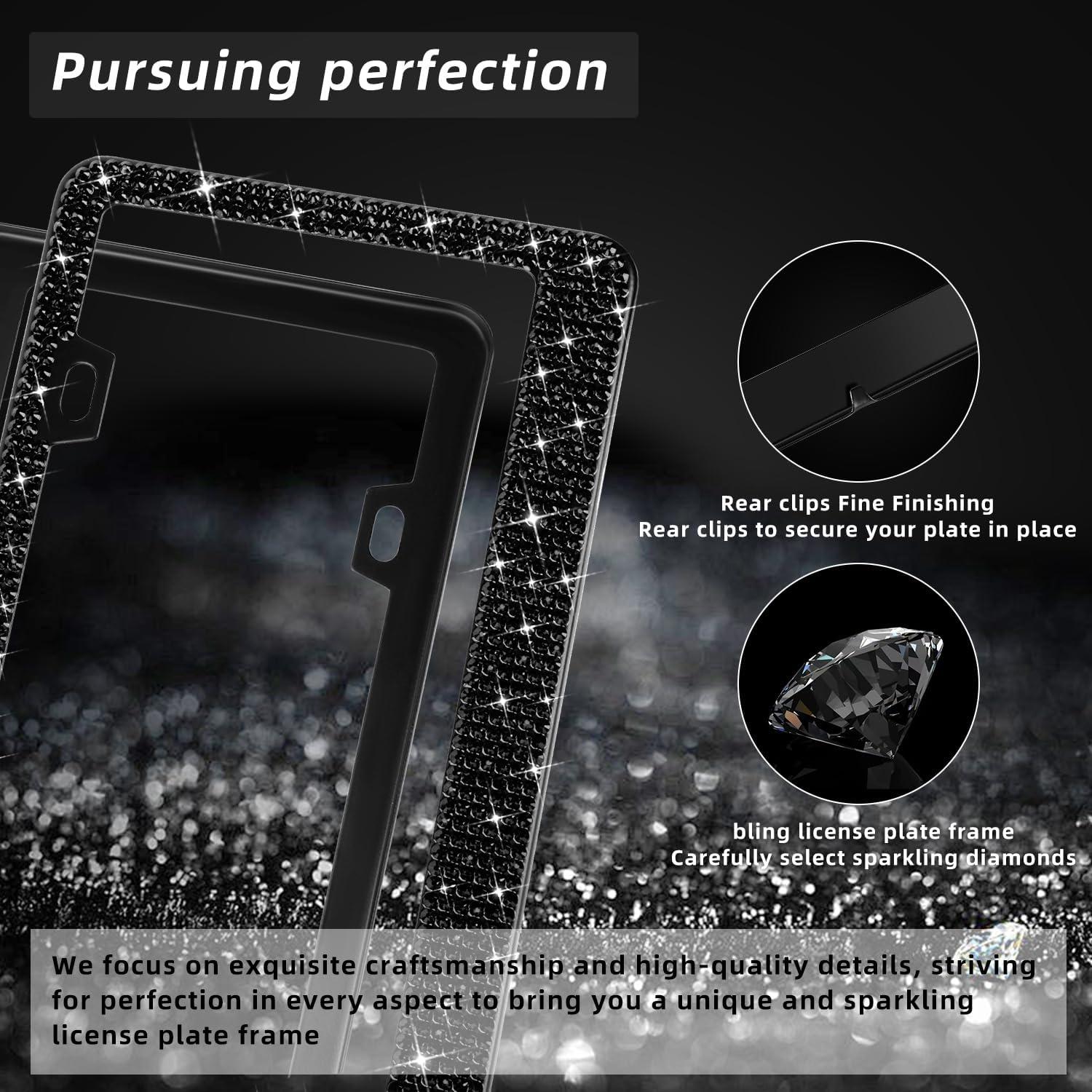 Marco de Placa de Licencia Brillante OKLPF Negro 2PCS con Cristales