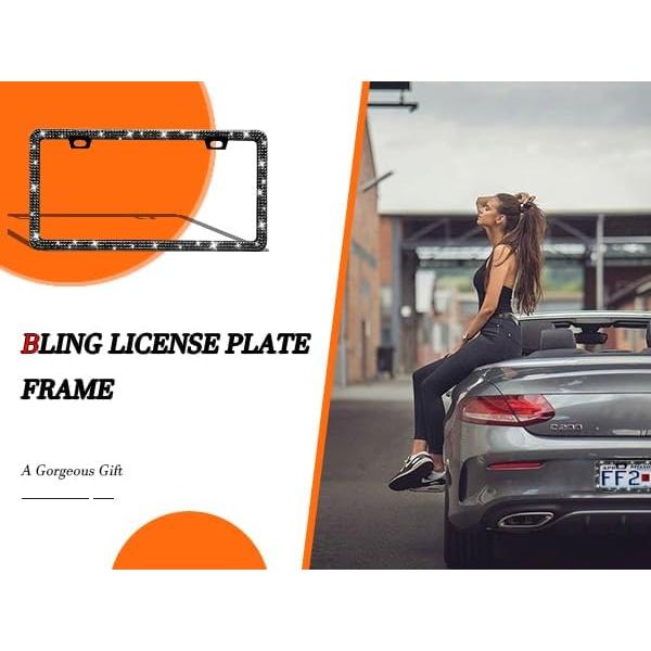 Marco de Placa de Licencia Brillante OKLPF Negro 2PCS con Cristales