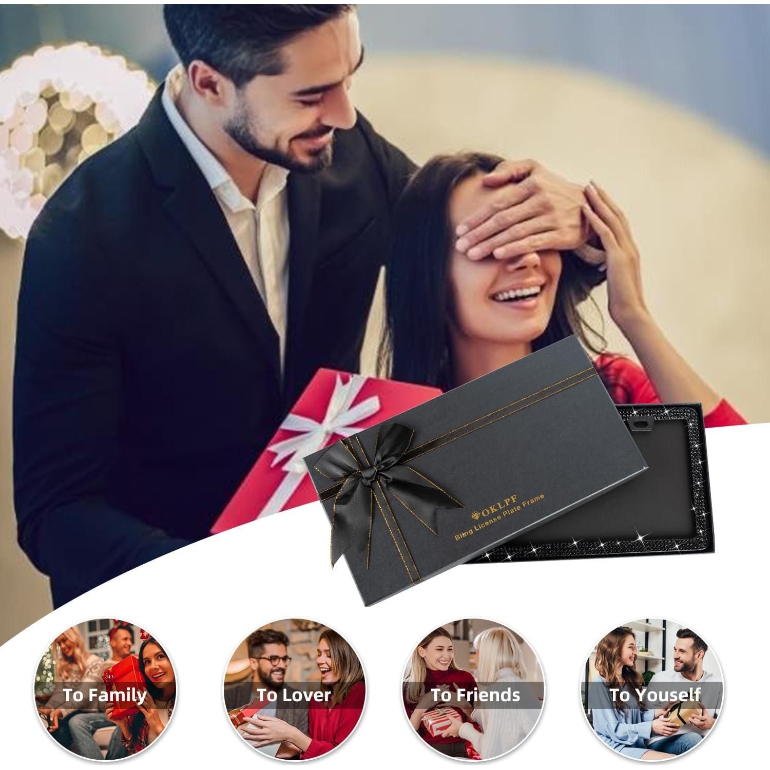 Marco de Placa de Licencia Brillante OKLPF Negro 2PCS con Cristales