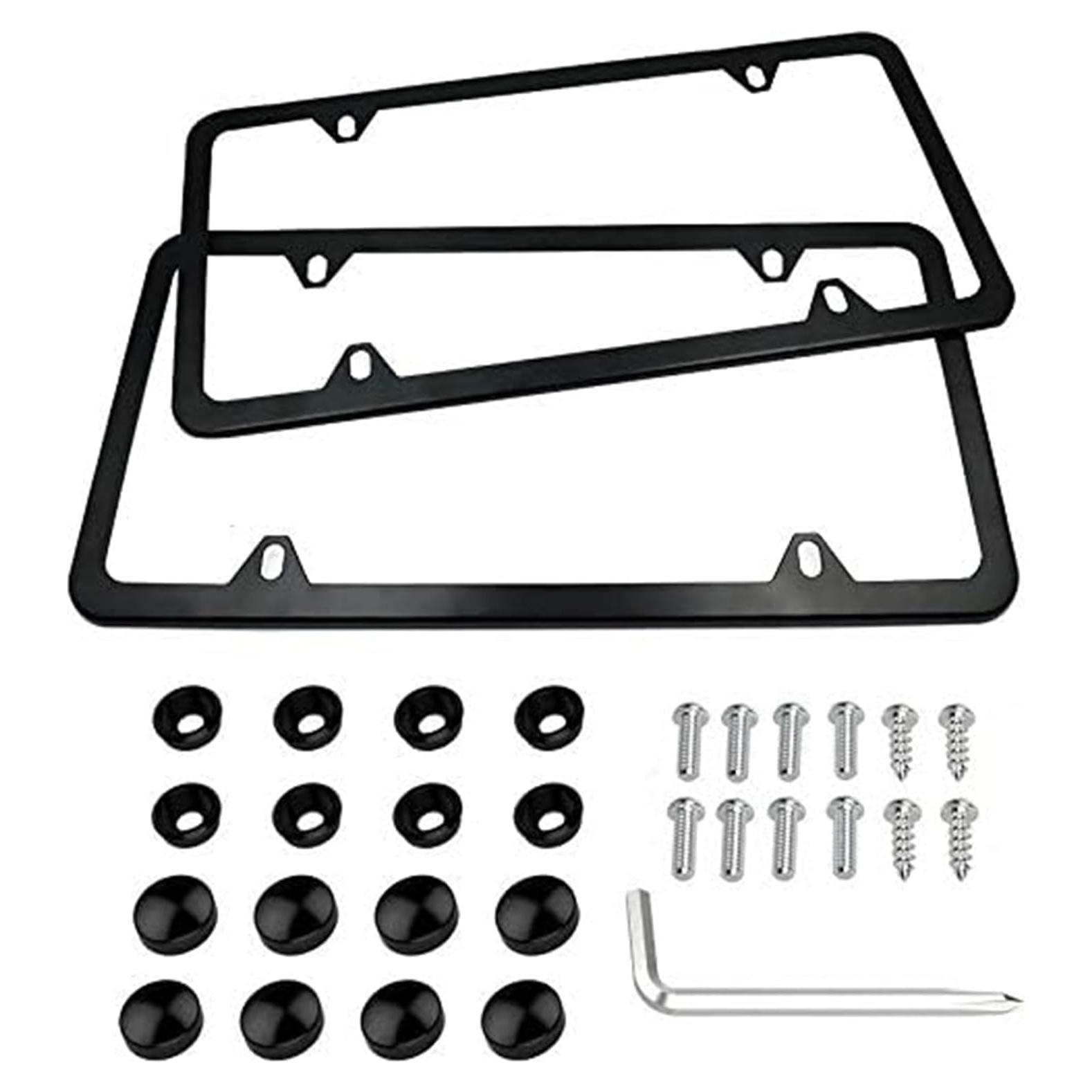 Marco de Placa de Licencia Indeed BUY Negro Acero Inoxidable 2 Pcs