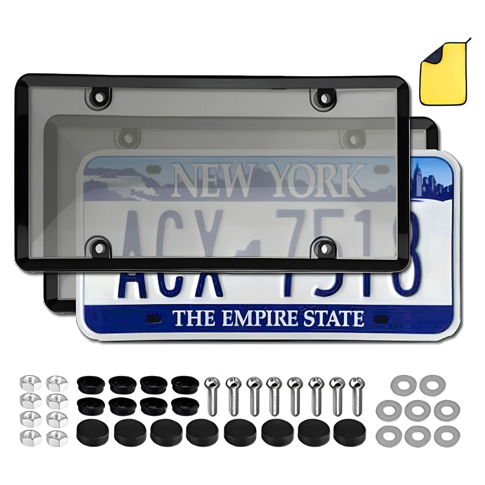 Cubierta de Placa de Licencia Negra SEARART Universal 2 Piezas